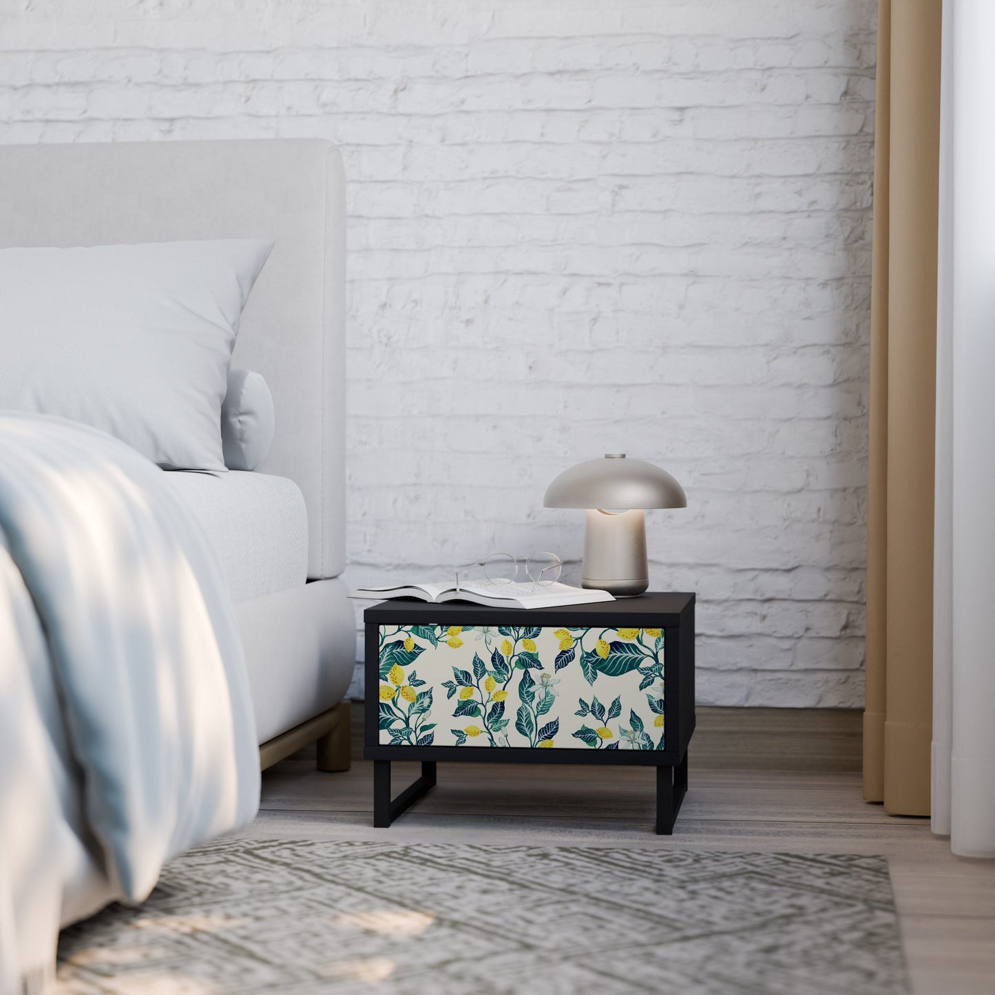 LEMON TREE Nightstand in Black Finish