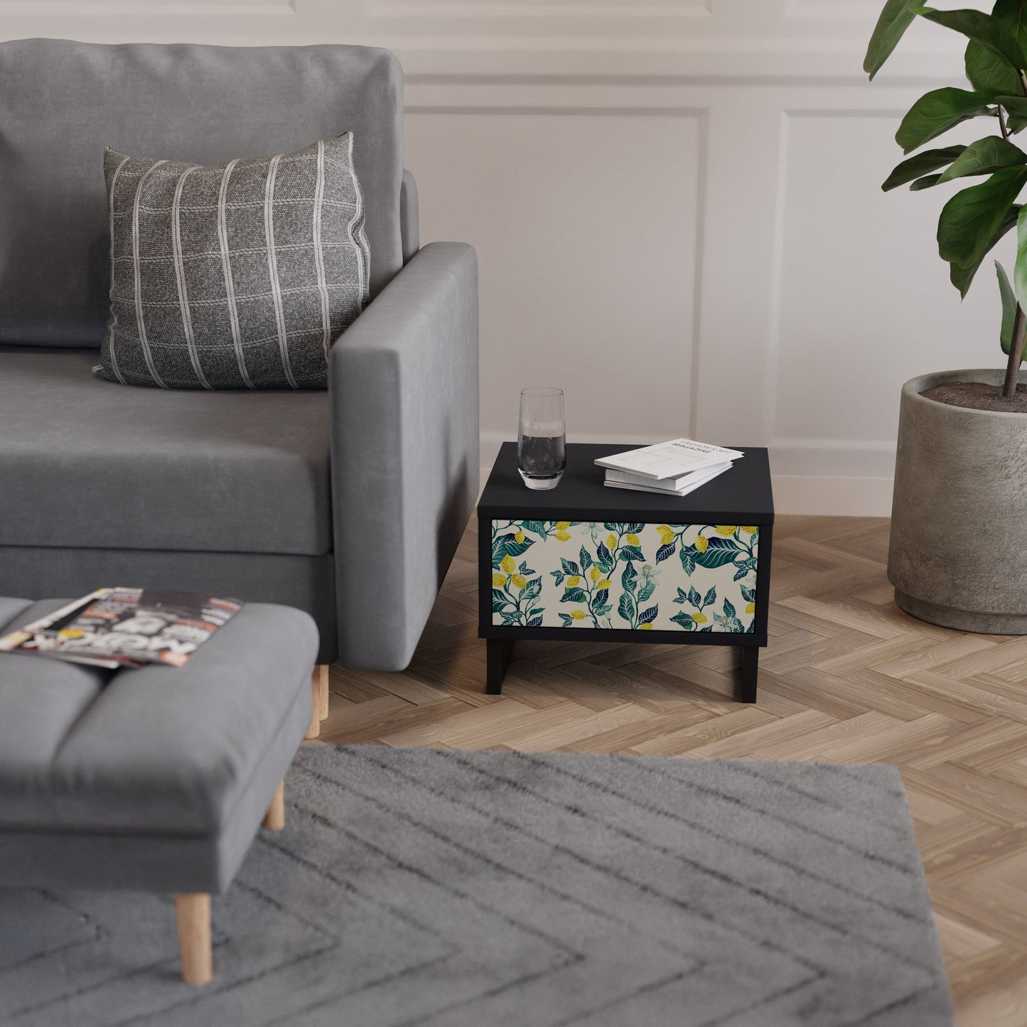 LEMON TREE Nightstand in Black Finish