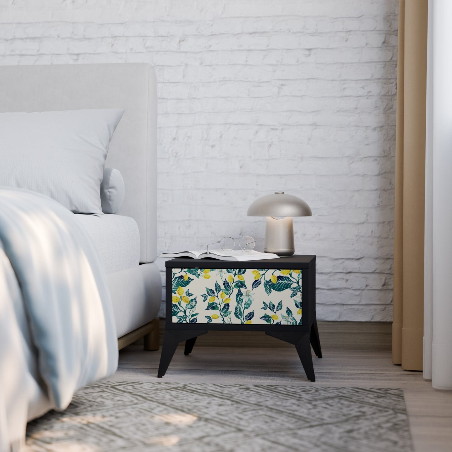 LEMON TREE Nightstand in Black Finish
