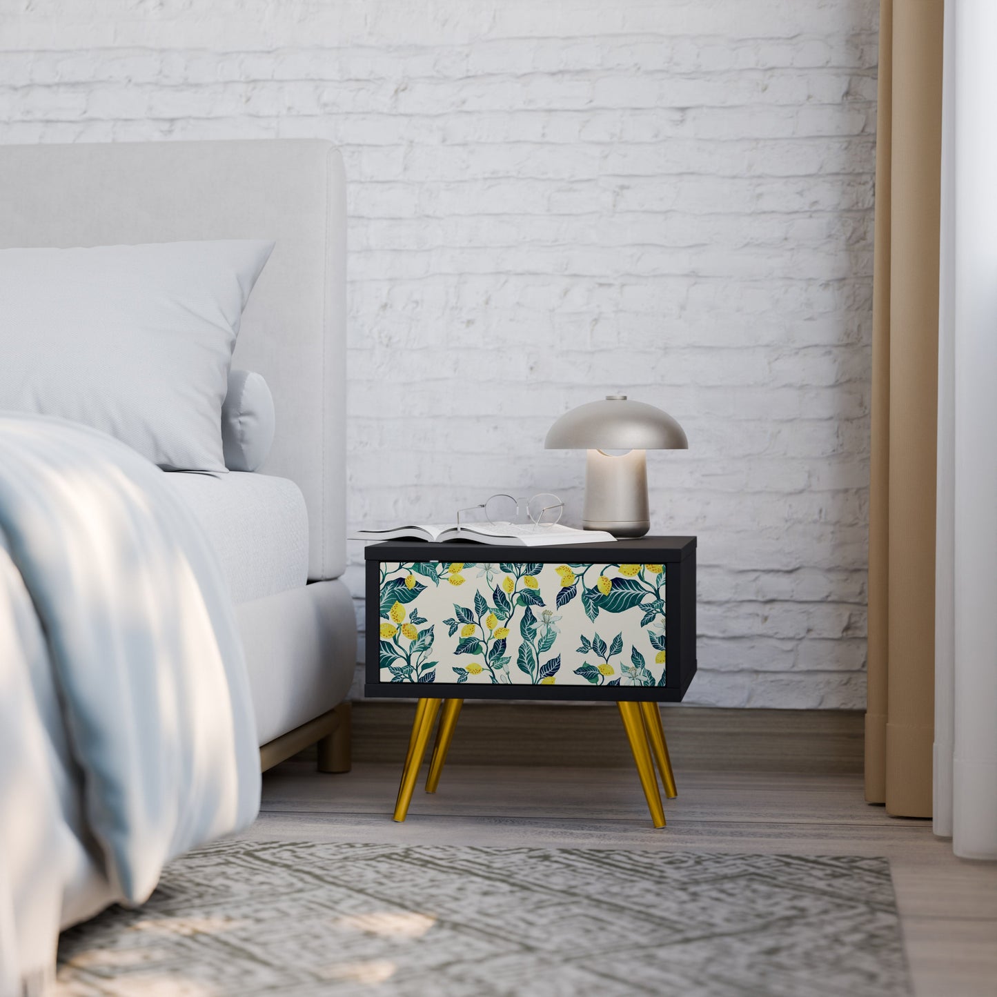 LEMON TREE Nightstand in Black Finish