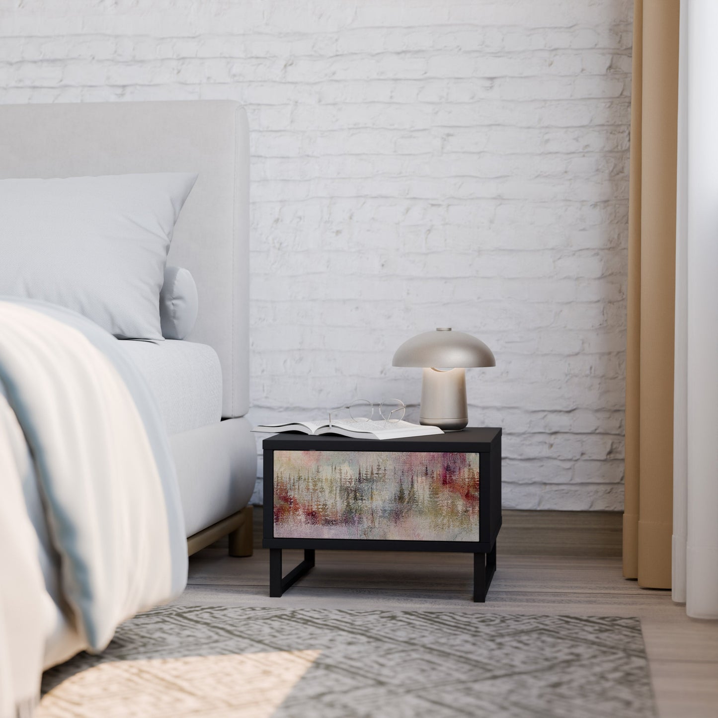 VEILED SUMMIT Nightstand in Black Finish