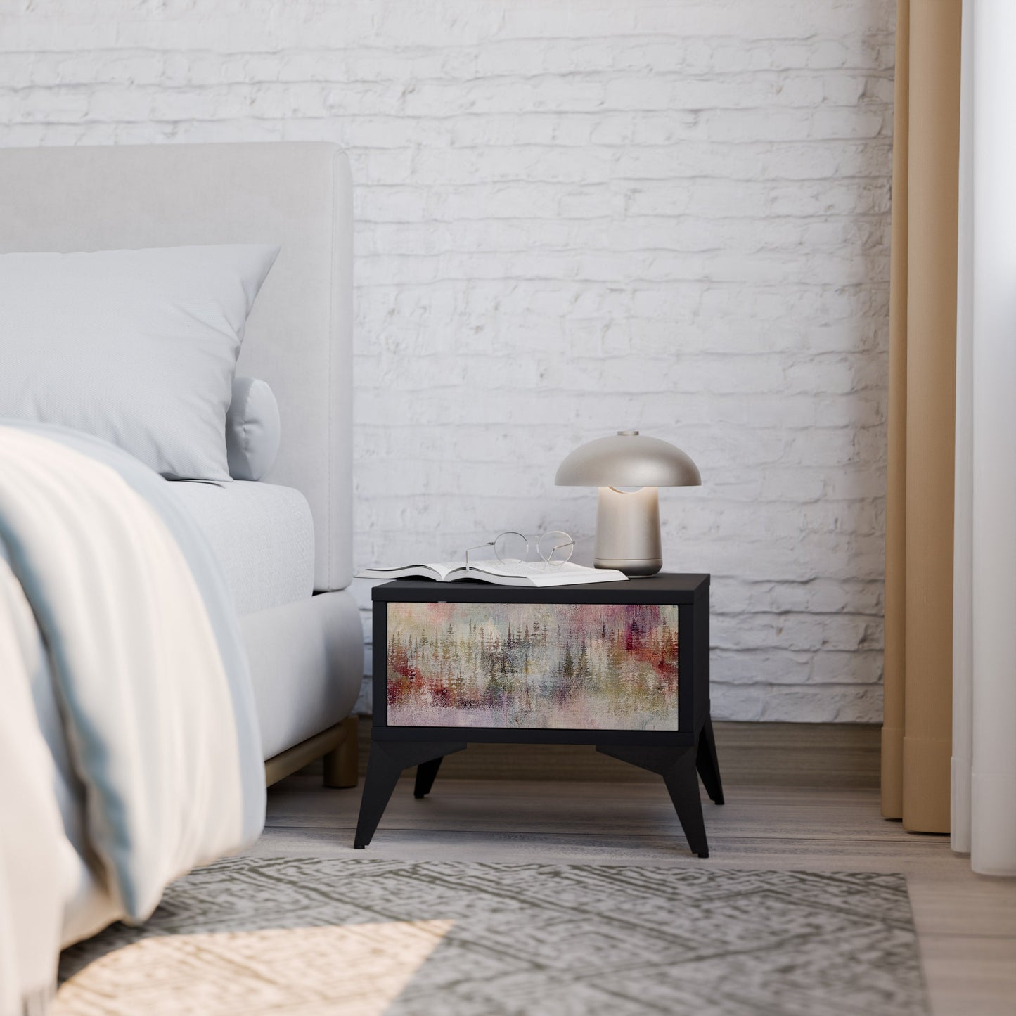 VEILED SUMMIT Nightstand in Black Finish