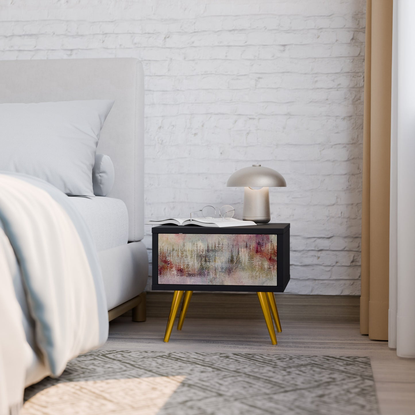 VEILED SUMMIT Nightstand in Black Finish