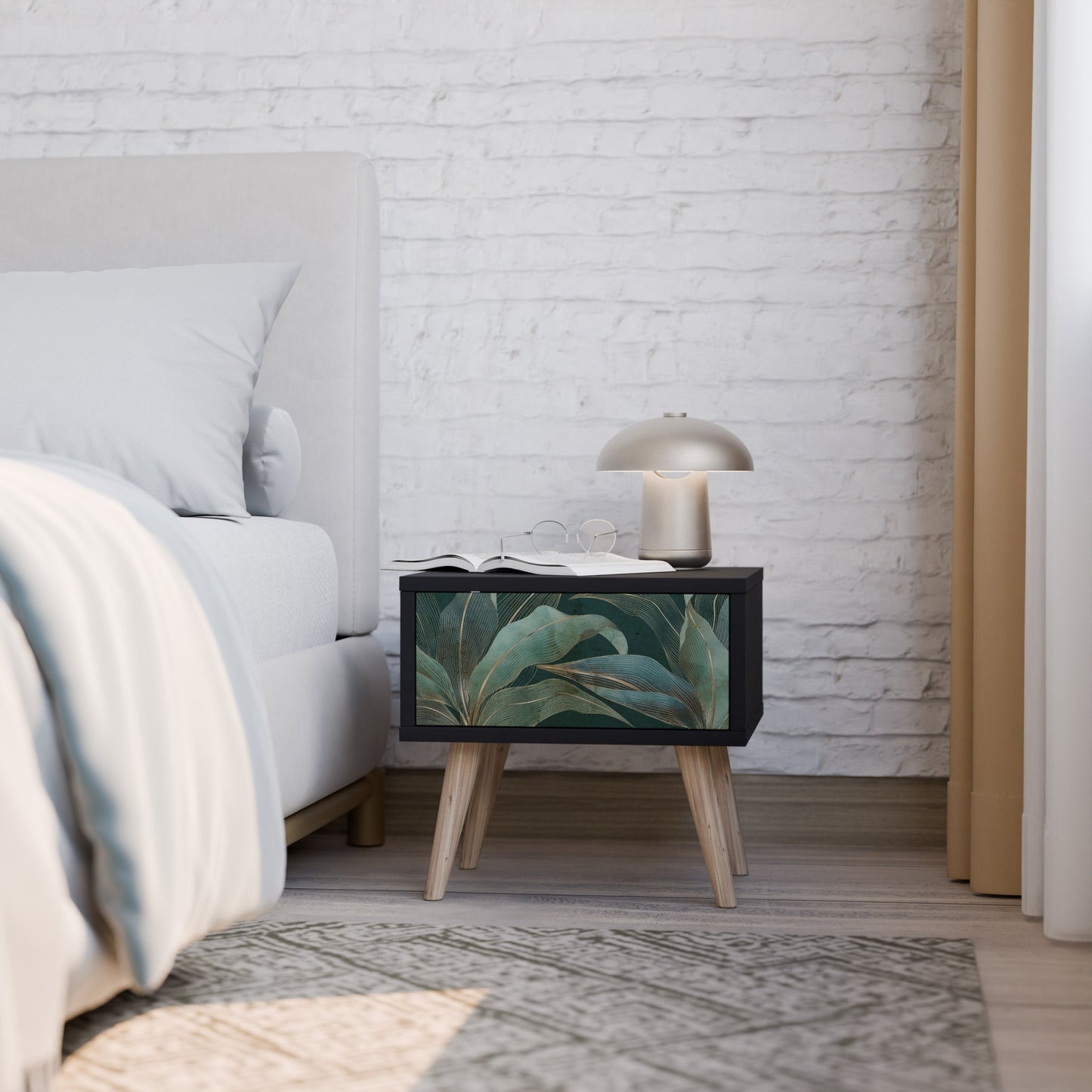 ROYAL GREEN Nightstand in Black Finish