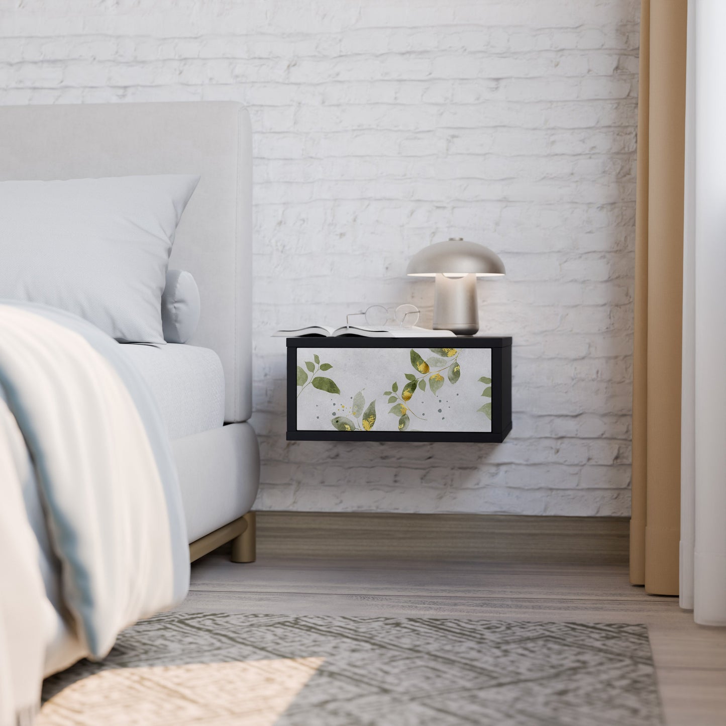 ELEGANT BOTANICS Nightstand in Black Finish