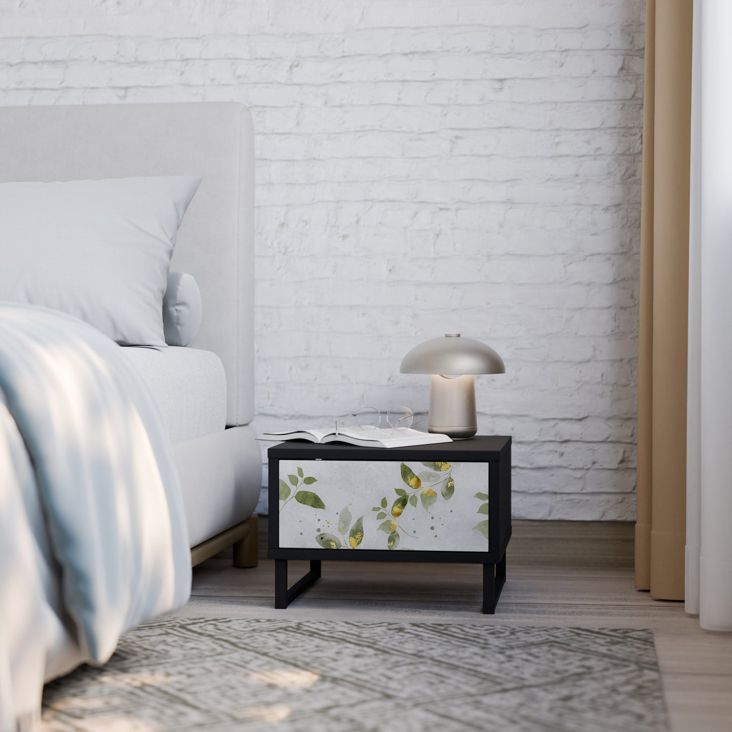 ELEGANT BOTANICS Nightstand in Black Finish