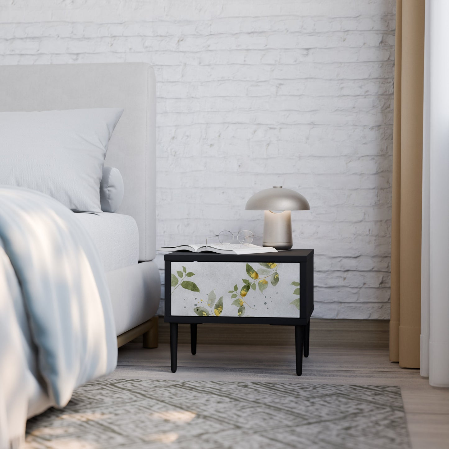ELEGANT BOTANICS Nightstand in Black Finish