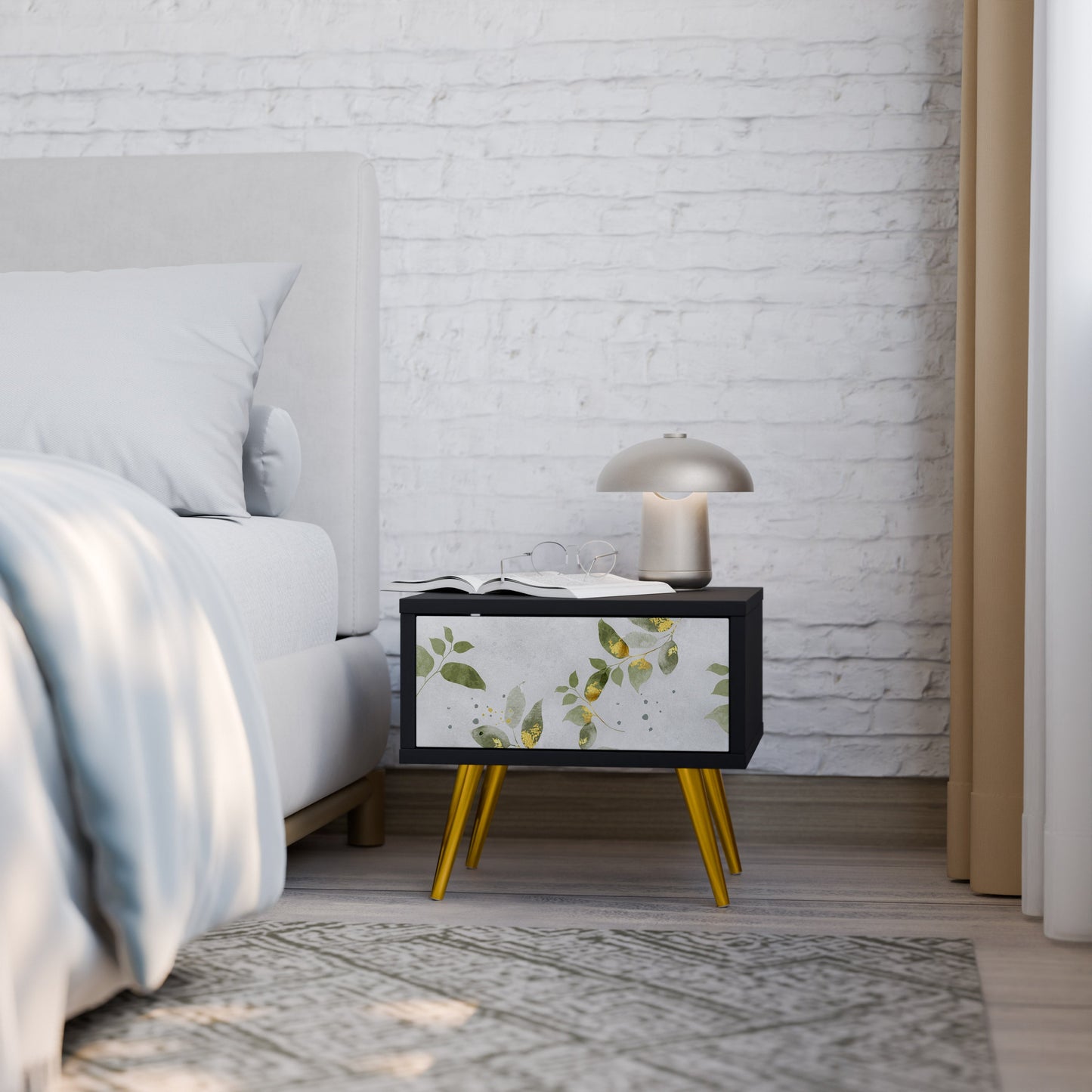 ELEGANT BOTANICS Nightstand in Black Finish