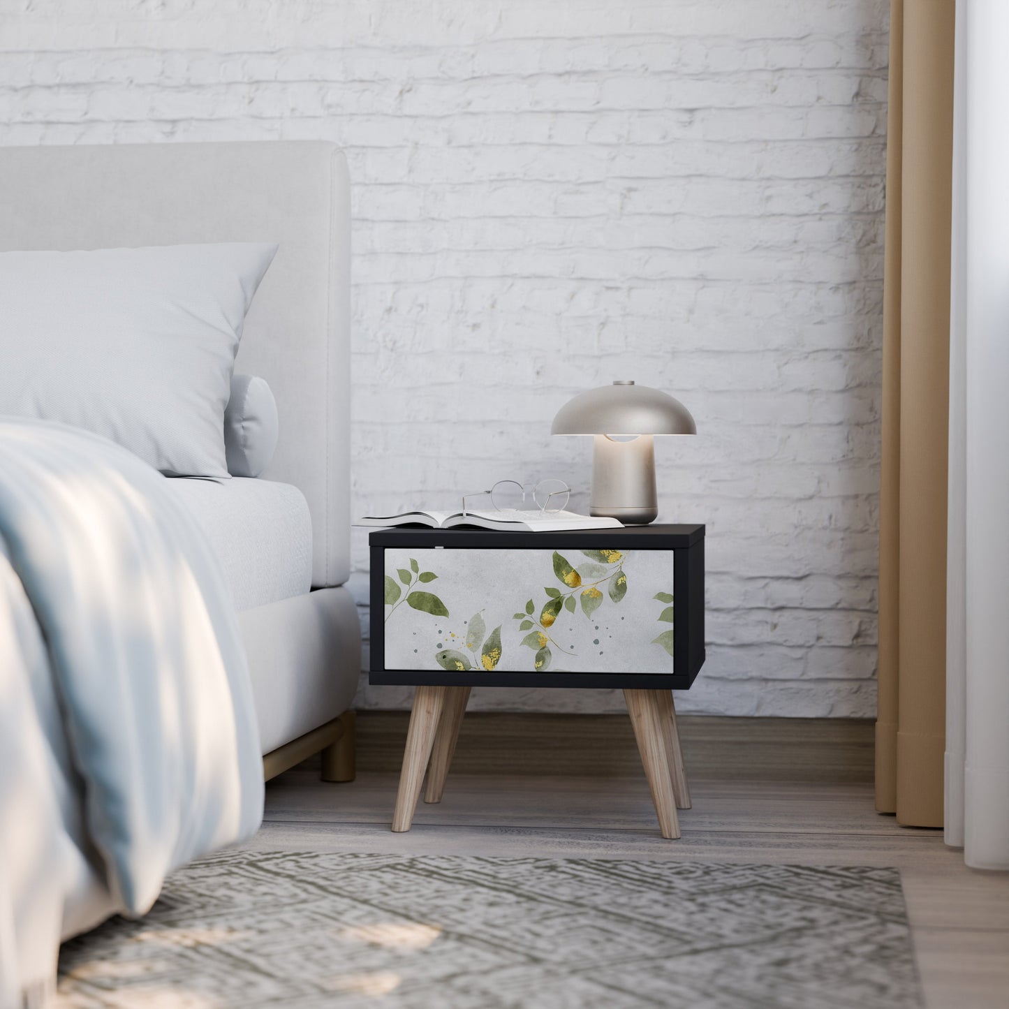 ELEGANT BOTANICS Nightstand in Black Finish