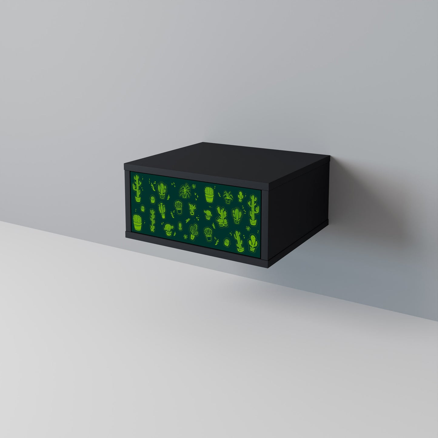 DESERT GREEN Nightstand in Black Finish