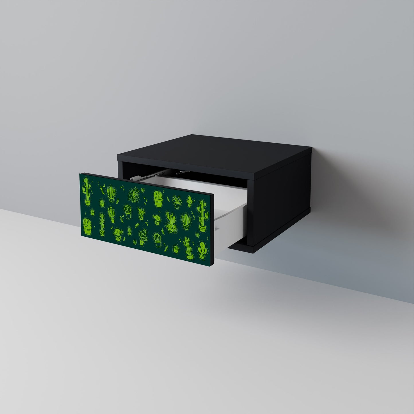 DESERT GREEN Nightstand in Black Finish