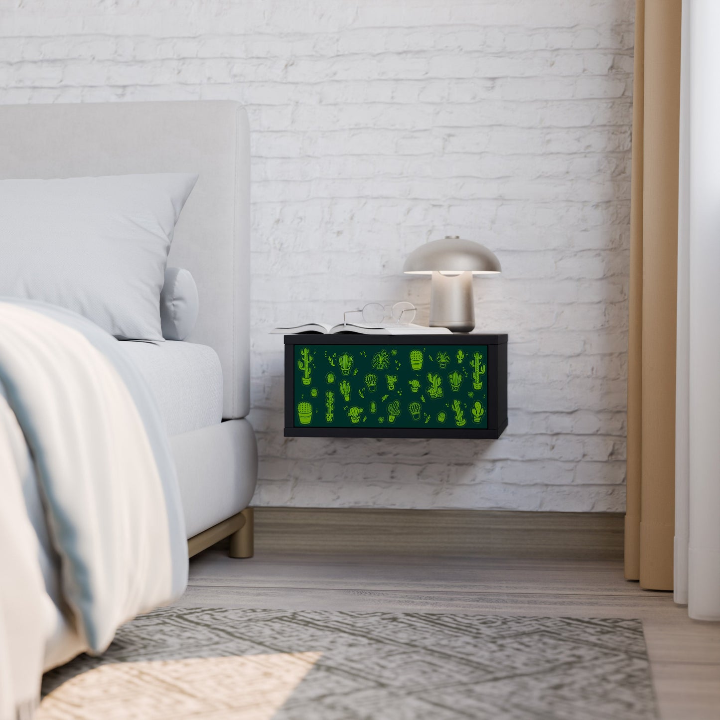 DESERT GREEN Nightstand in Black Finish
