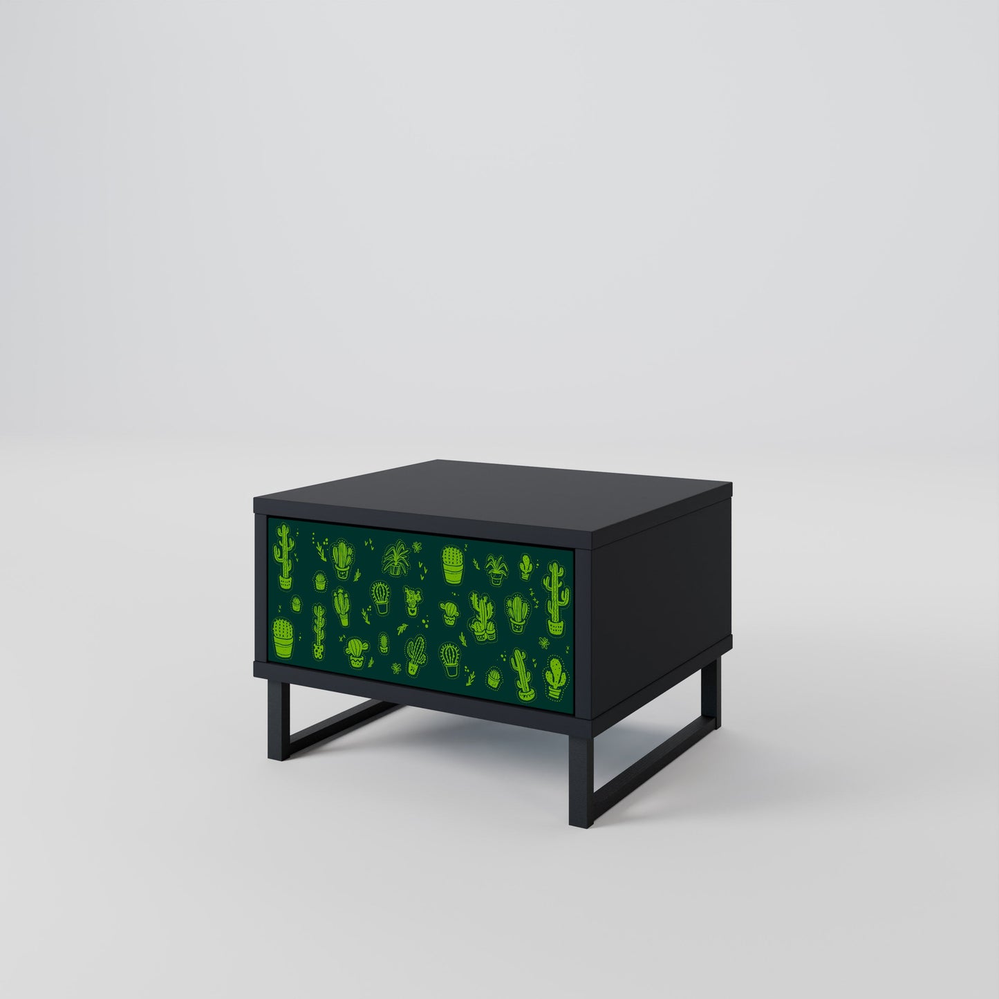 DESERT GREEN Nightstand in Black Finish