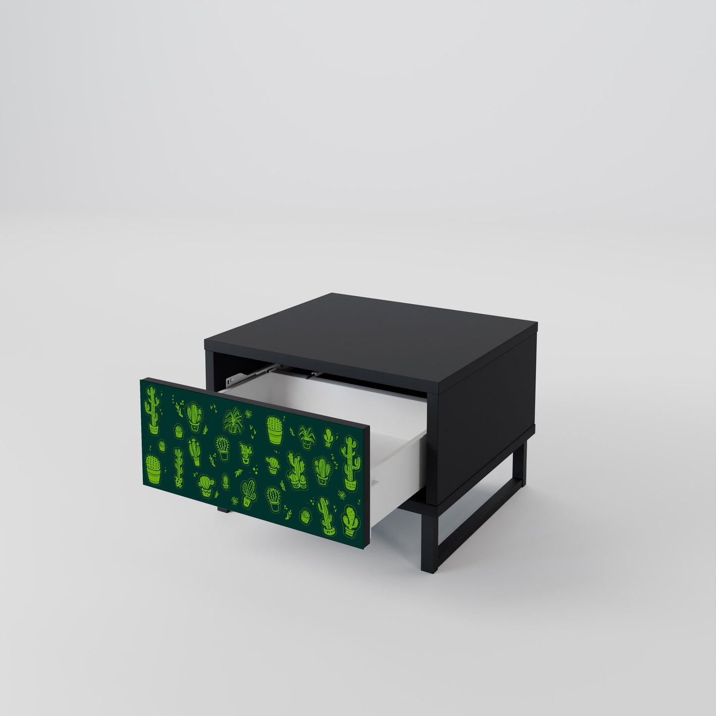 DESERT GREEN Nightstand in Black Finish