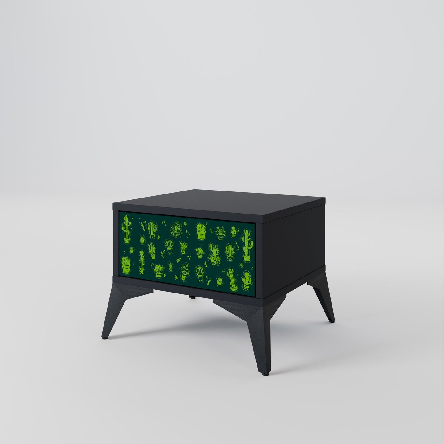 DESERT GREEN Nightstand in Black Finish