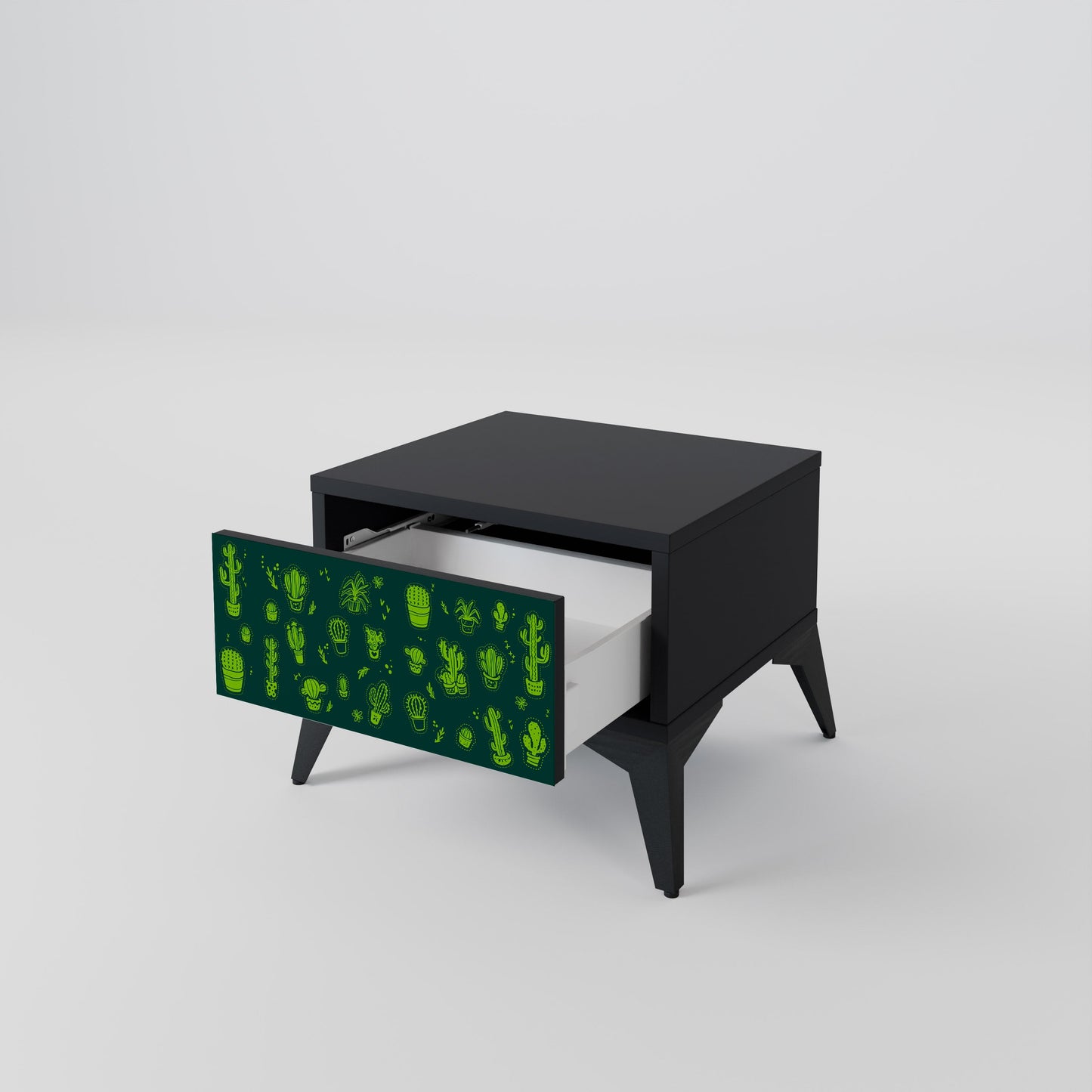 DESERT GREEN Nightstand in Black Finish