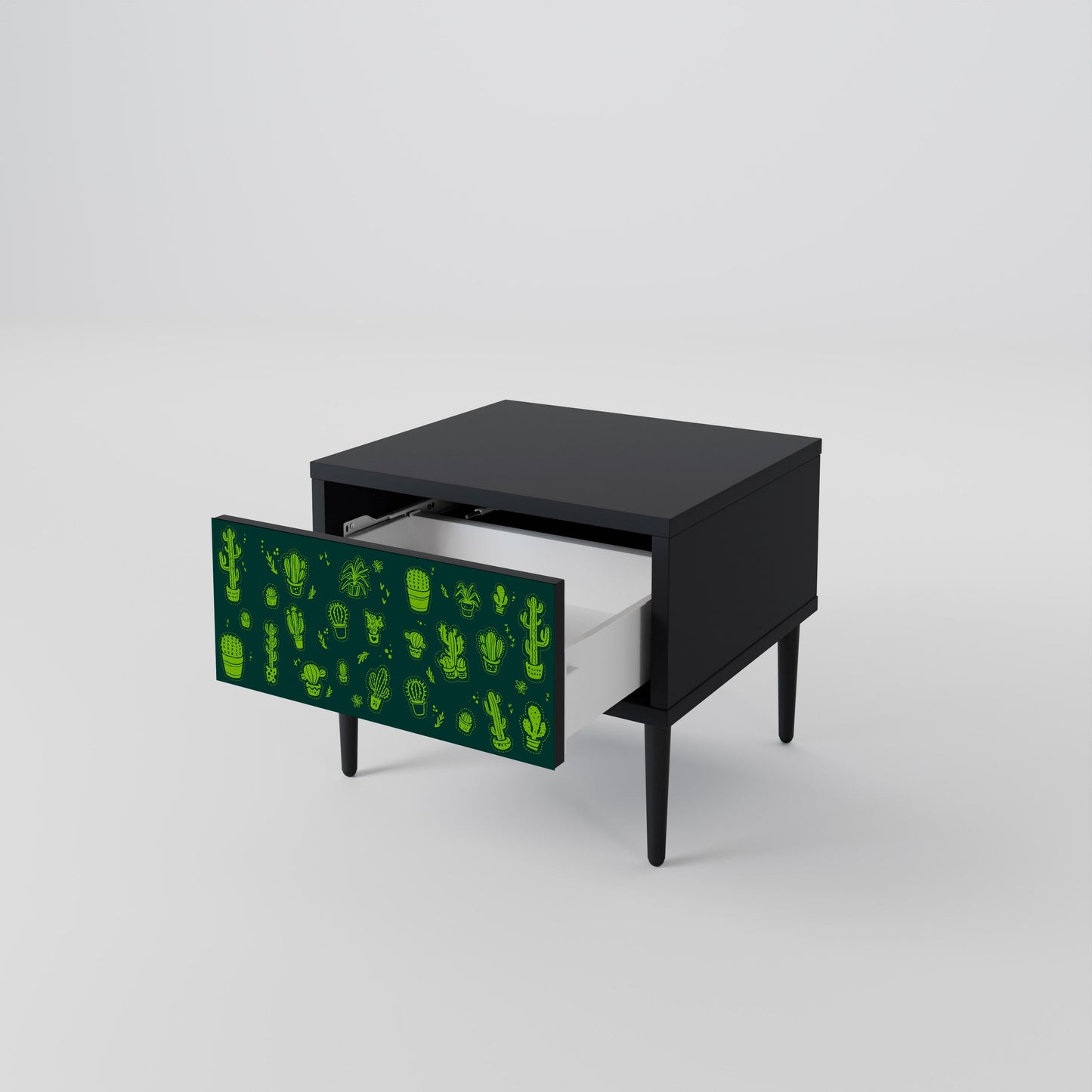 DESERT GREEN Nightstand in Black Finish
