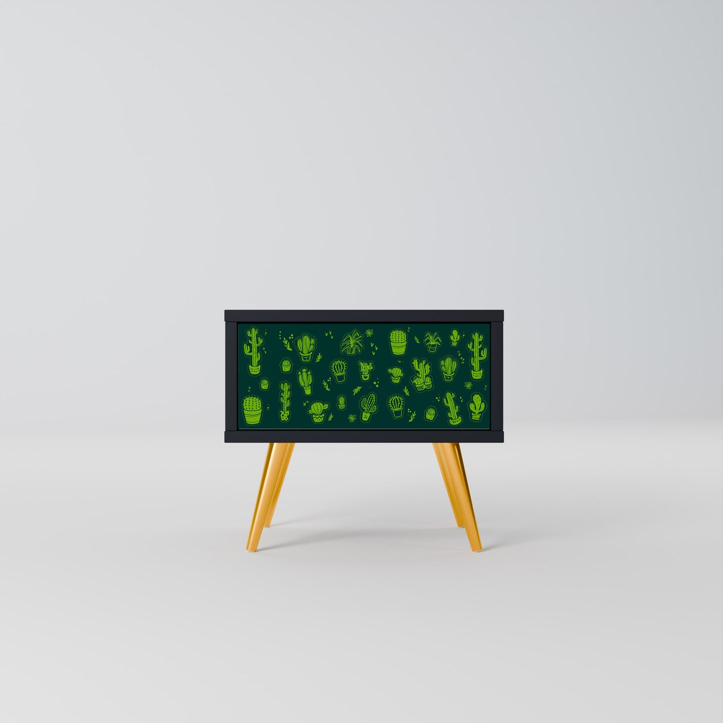 DESERT GREEN Nightstand in Black Finish