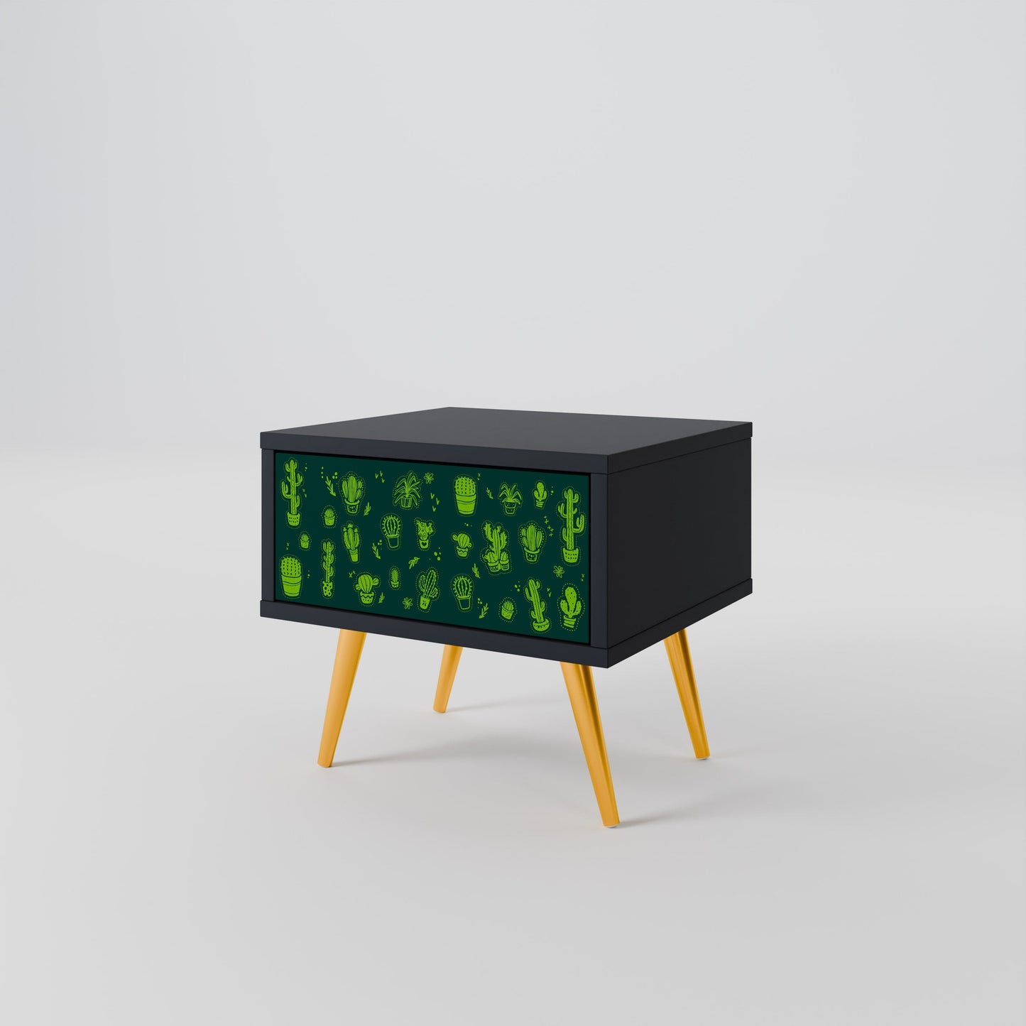 DESERT GREEN Nightstand in Black Finish