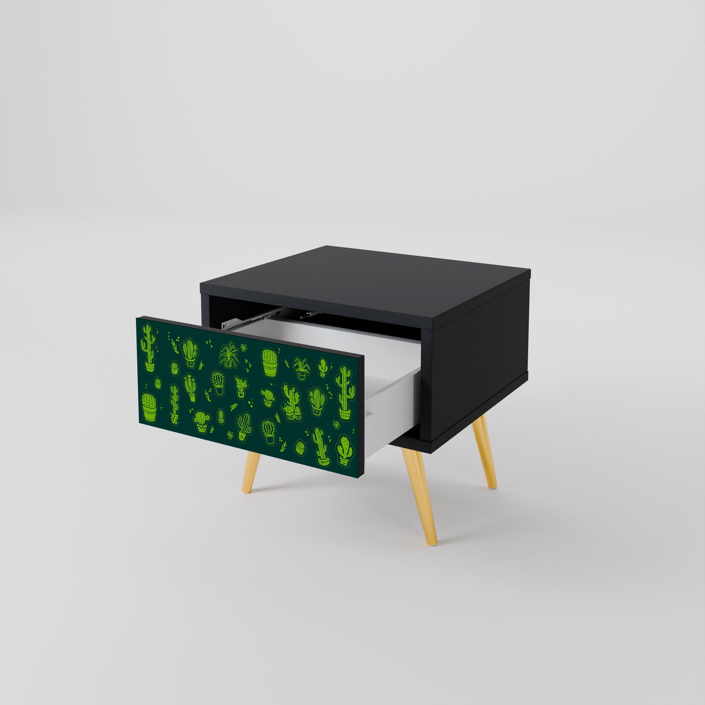 DESERT GREEN Nightstand in Black Finish