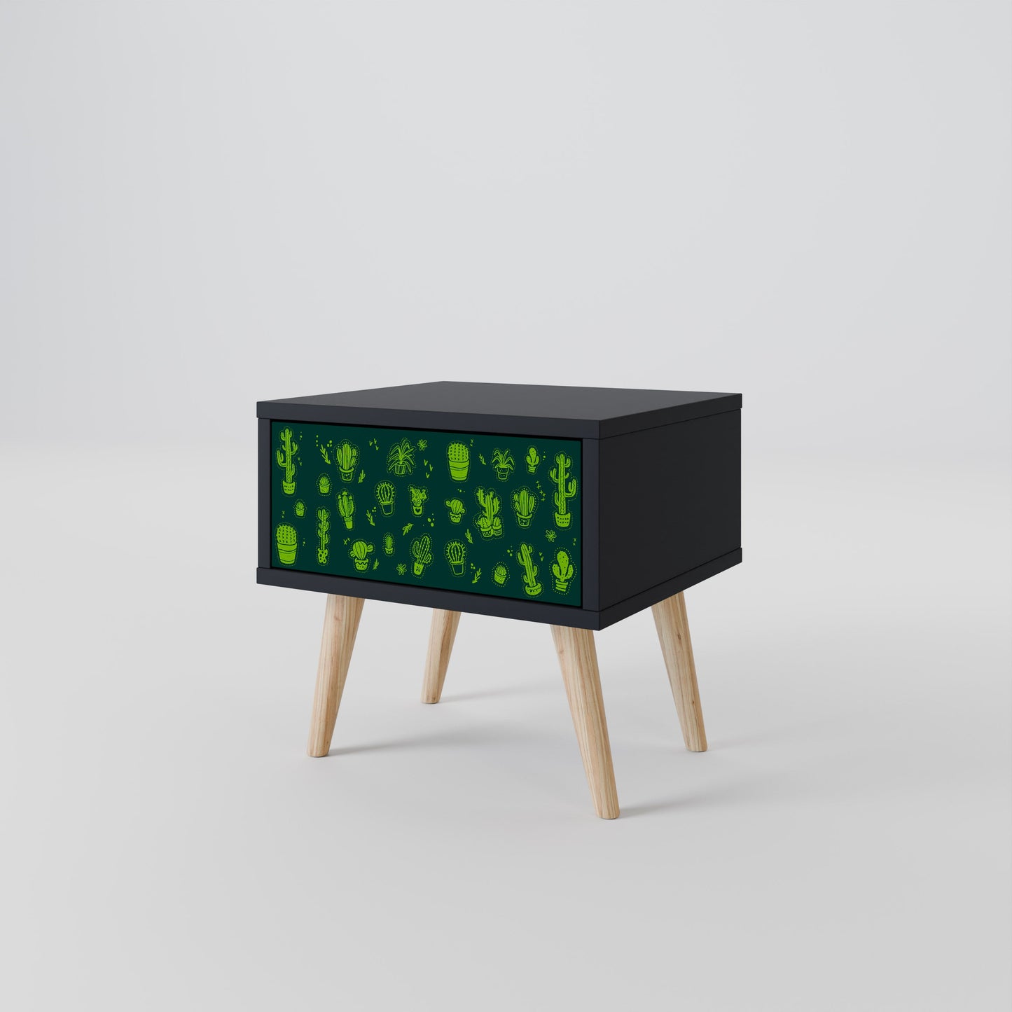 DESERT GREEN Nightstand in Black Finish