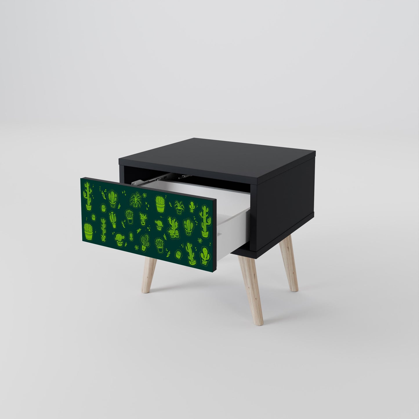DESERT GREEN Nightstand in Black Finish