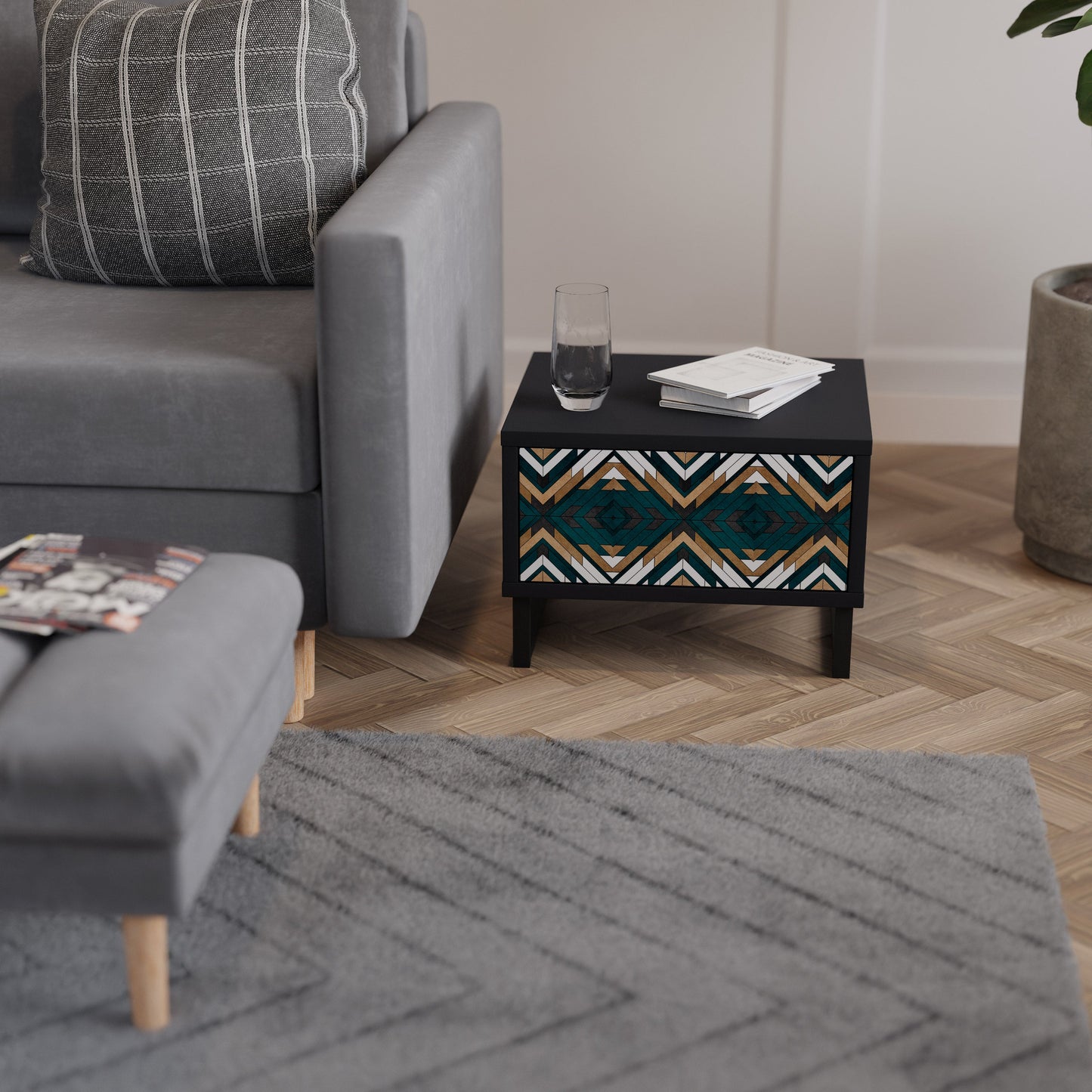 ARTISTIC GEOMETRI Nattduksbord i svart finish