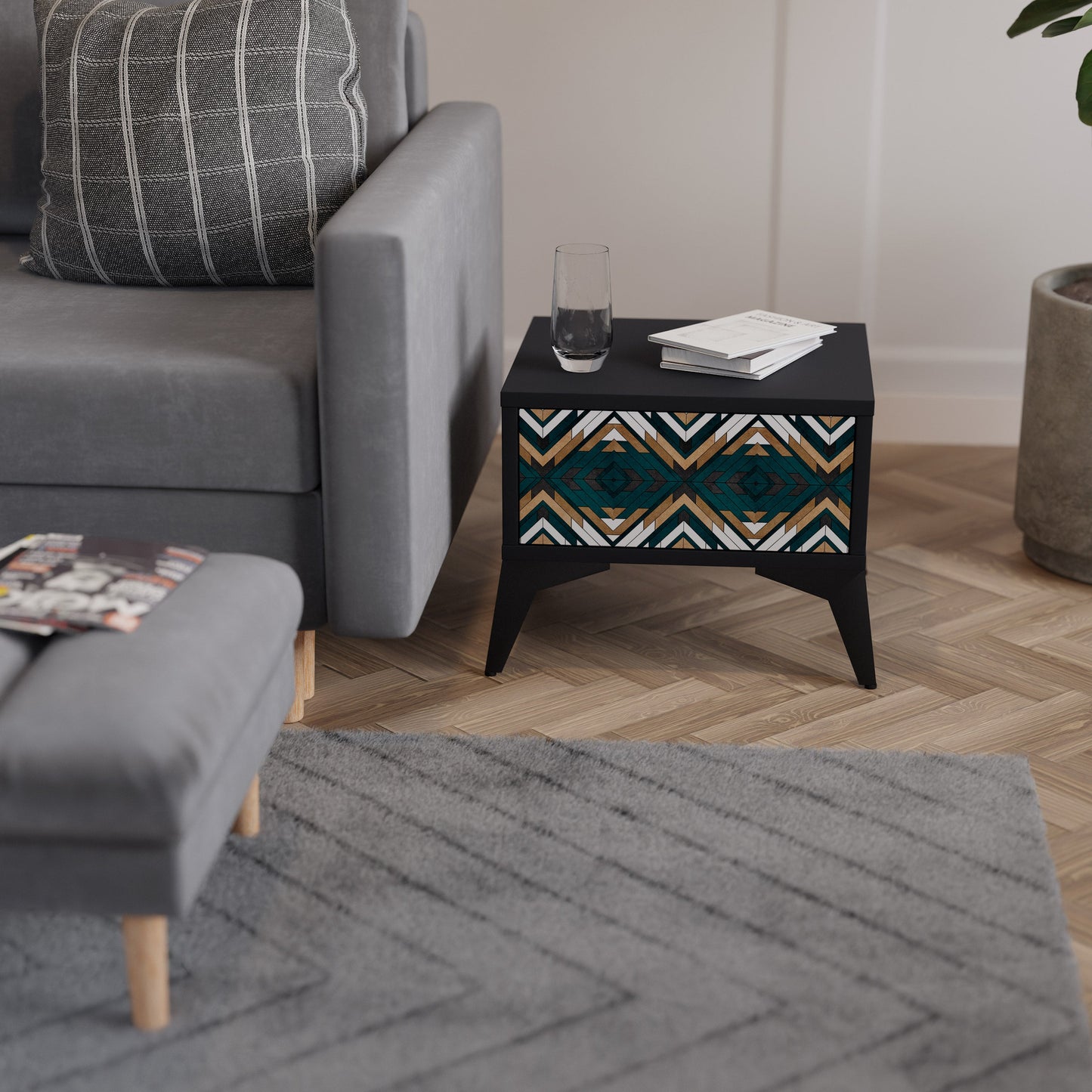 ARTISTIC GEOMETRI Nattduksbord i svart finish
