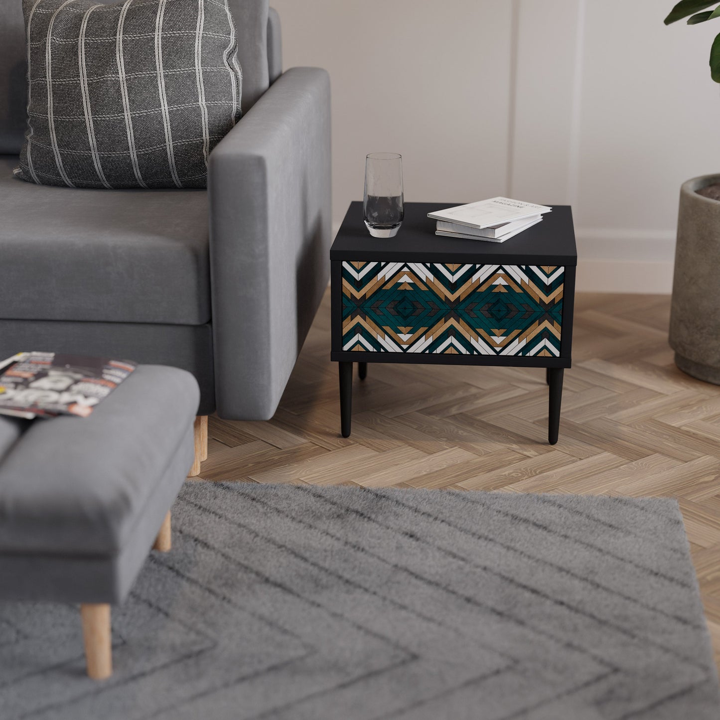 ARTISTIC GEOMETRI Nattduksbord i svart finish