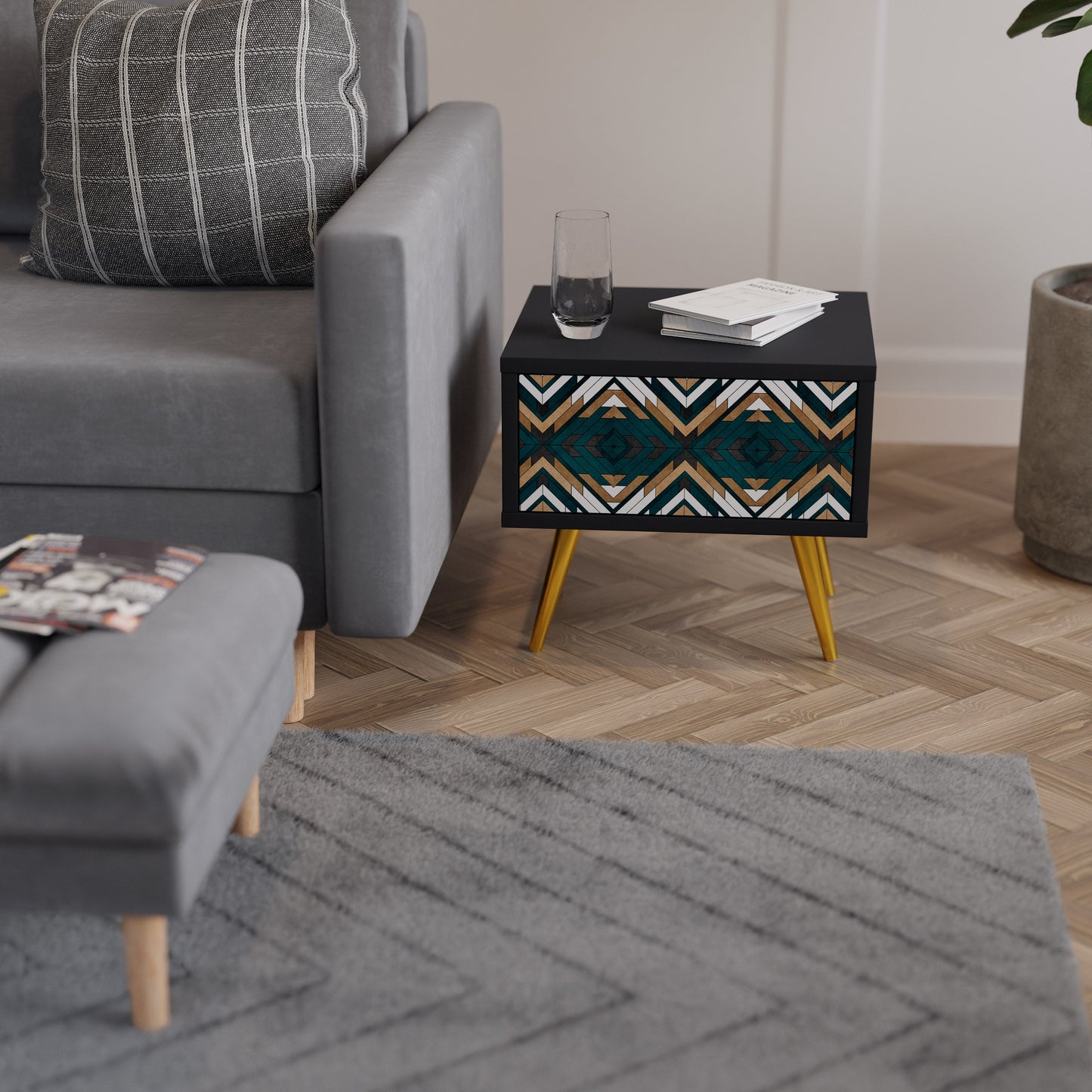 ARTISTIC GEOMETRI Nattduksbord i svart finish