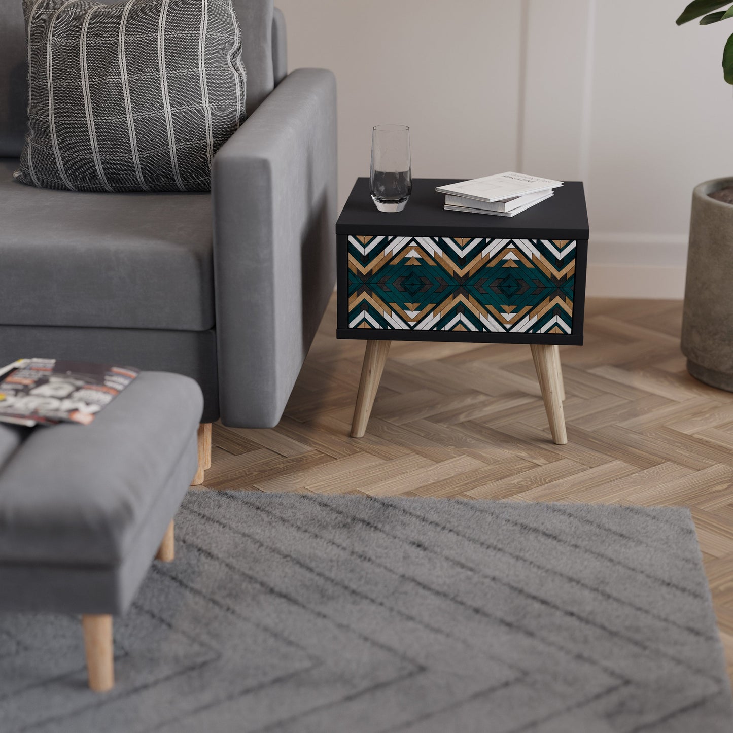 ARTISTIC GEOMETRI Nattduksbord i svart finish