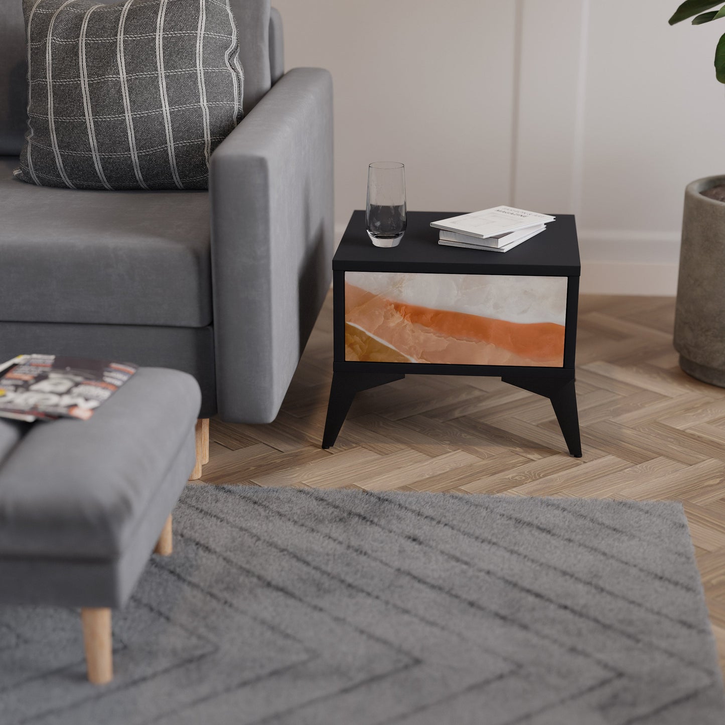 SANDHILLS SPLENDOUR Nattduksbord i svart finish