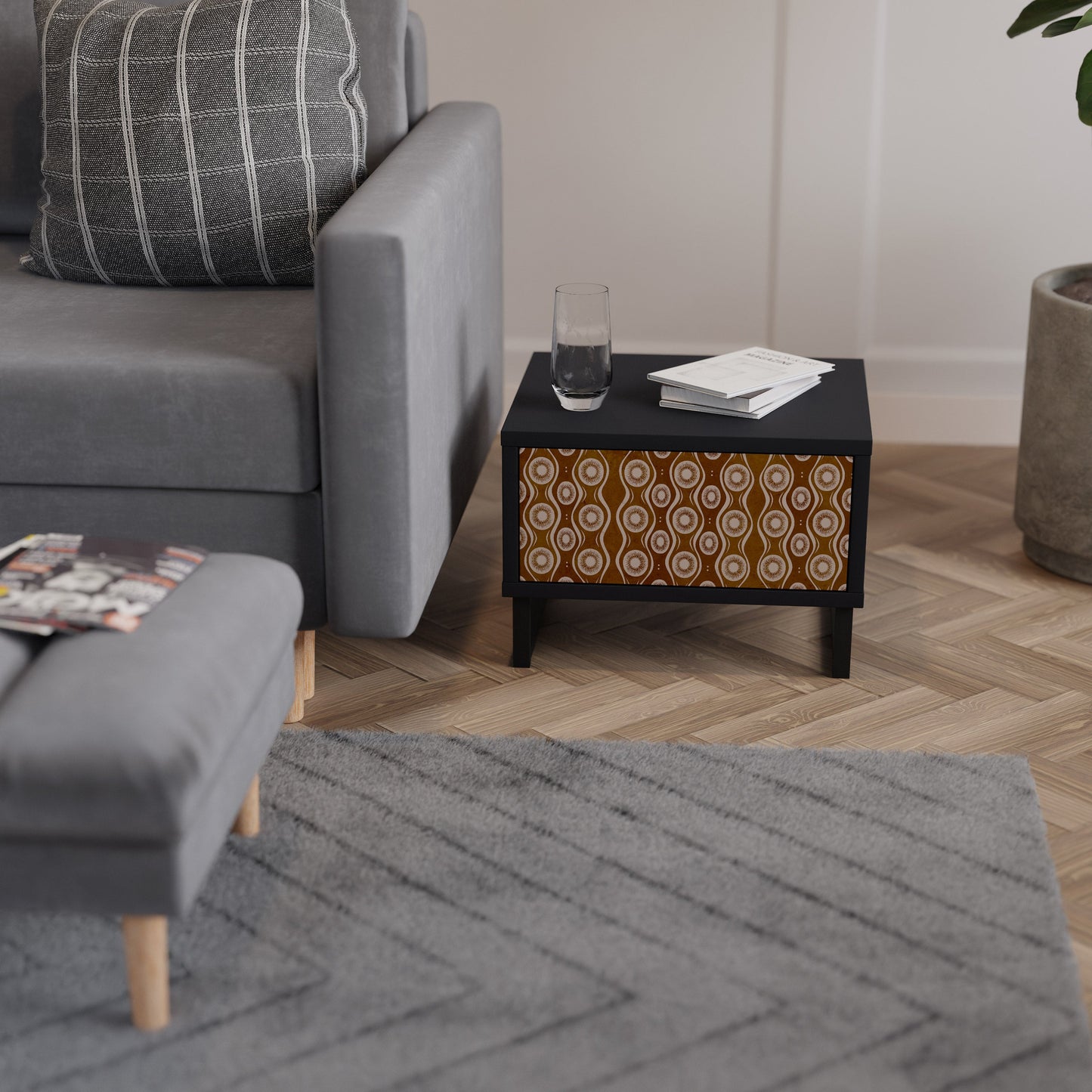 Nattduksbord BROWN EYES i svart finish