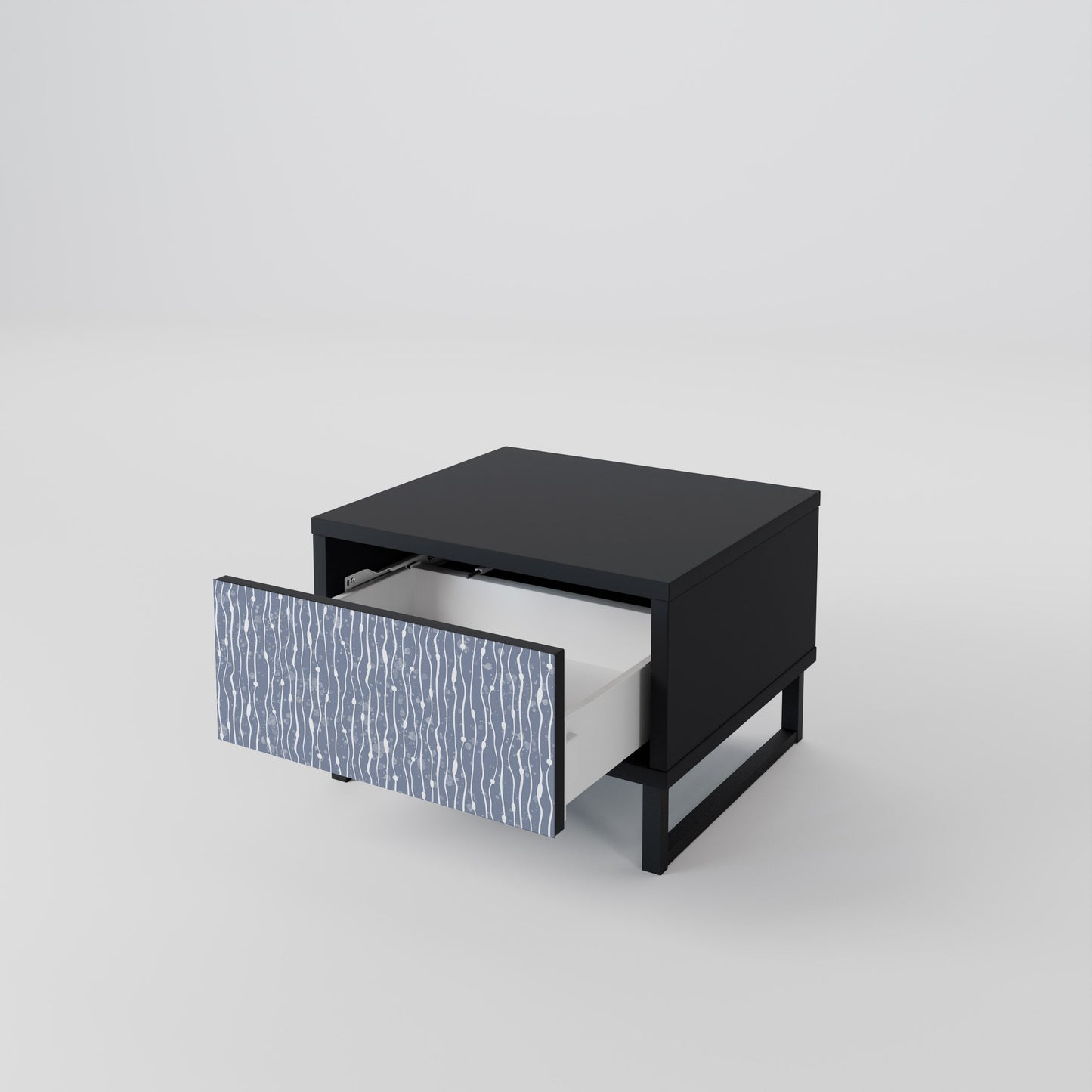 Nattduksbord i svart finish i Graphite Rain