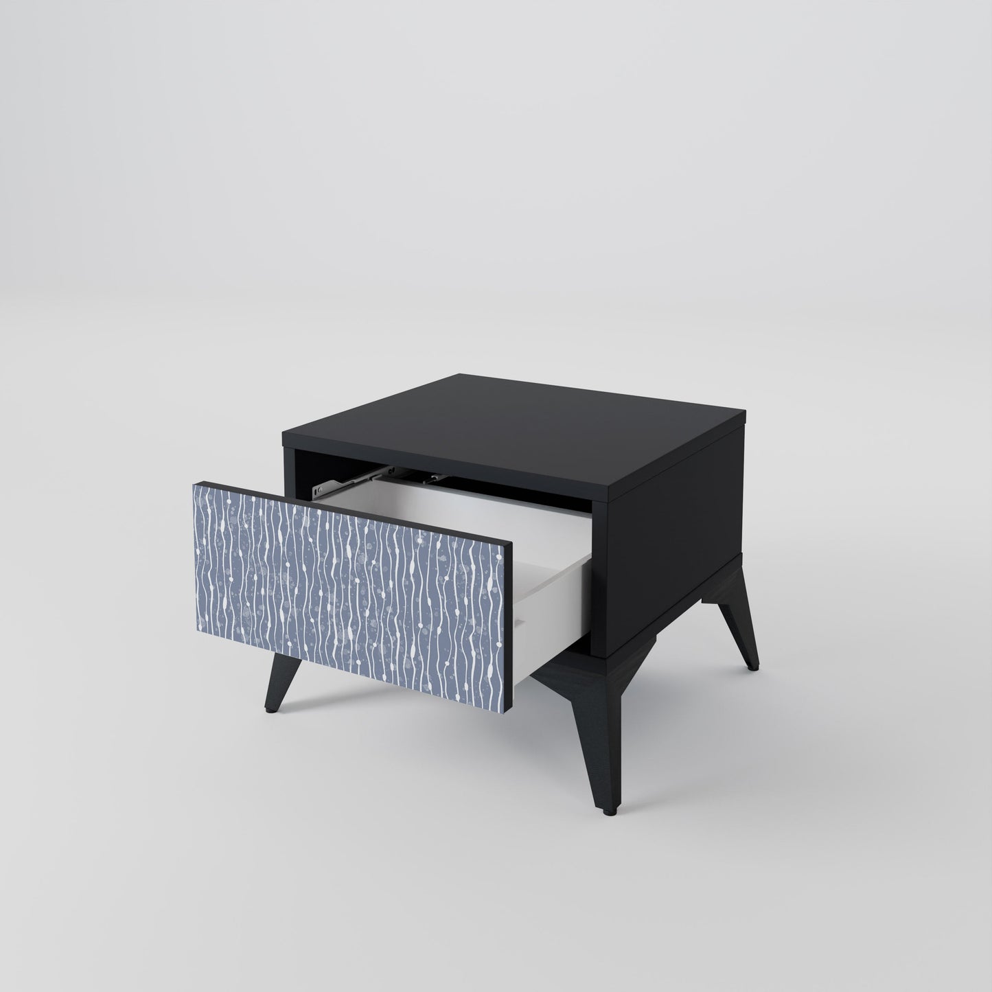 Nattduksbord i svart finish i Graphite Rain