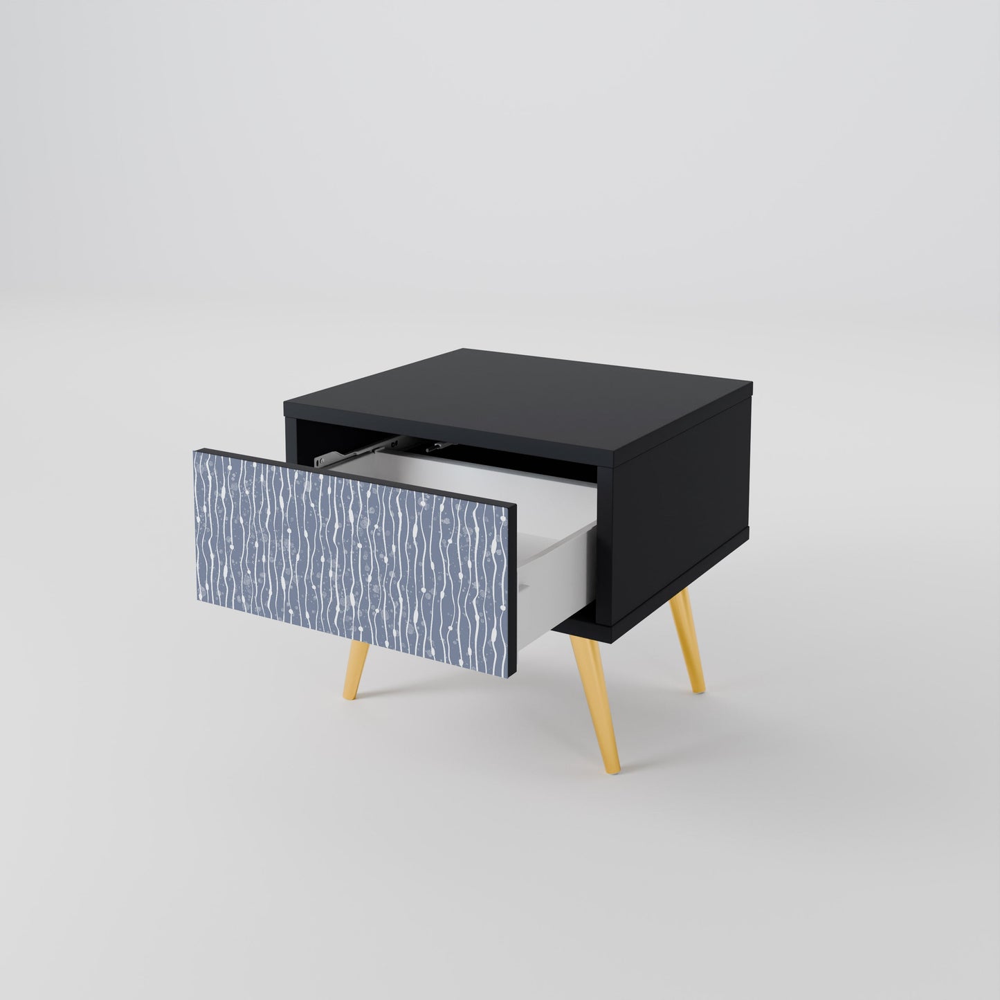 Nattduksbord i svart finish i Graphite Rain
