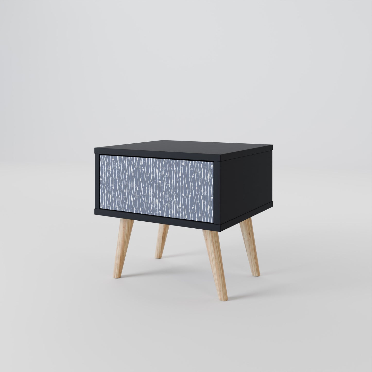 Nattduksbord i svart finish i Graphite Rain
