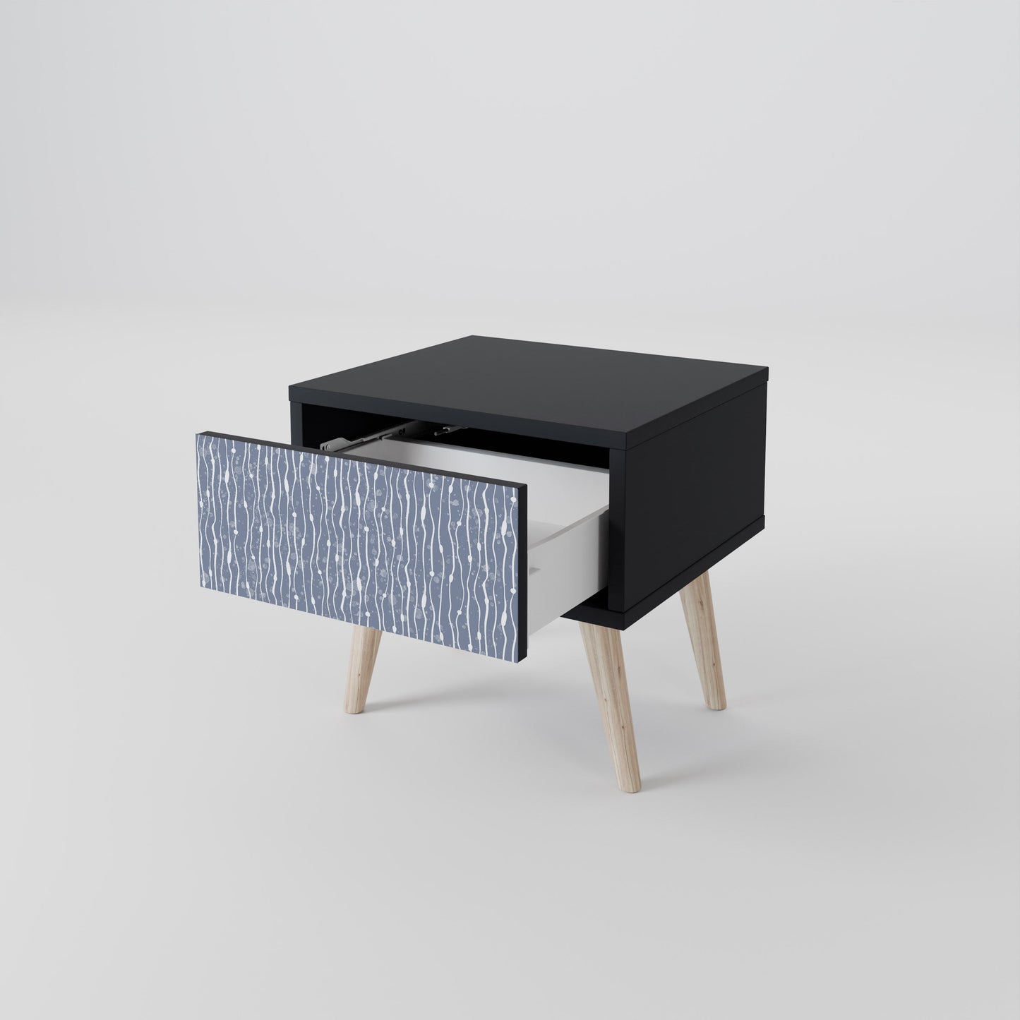 Nattduksbord i svart finish i Graphite Rain