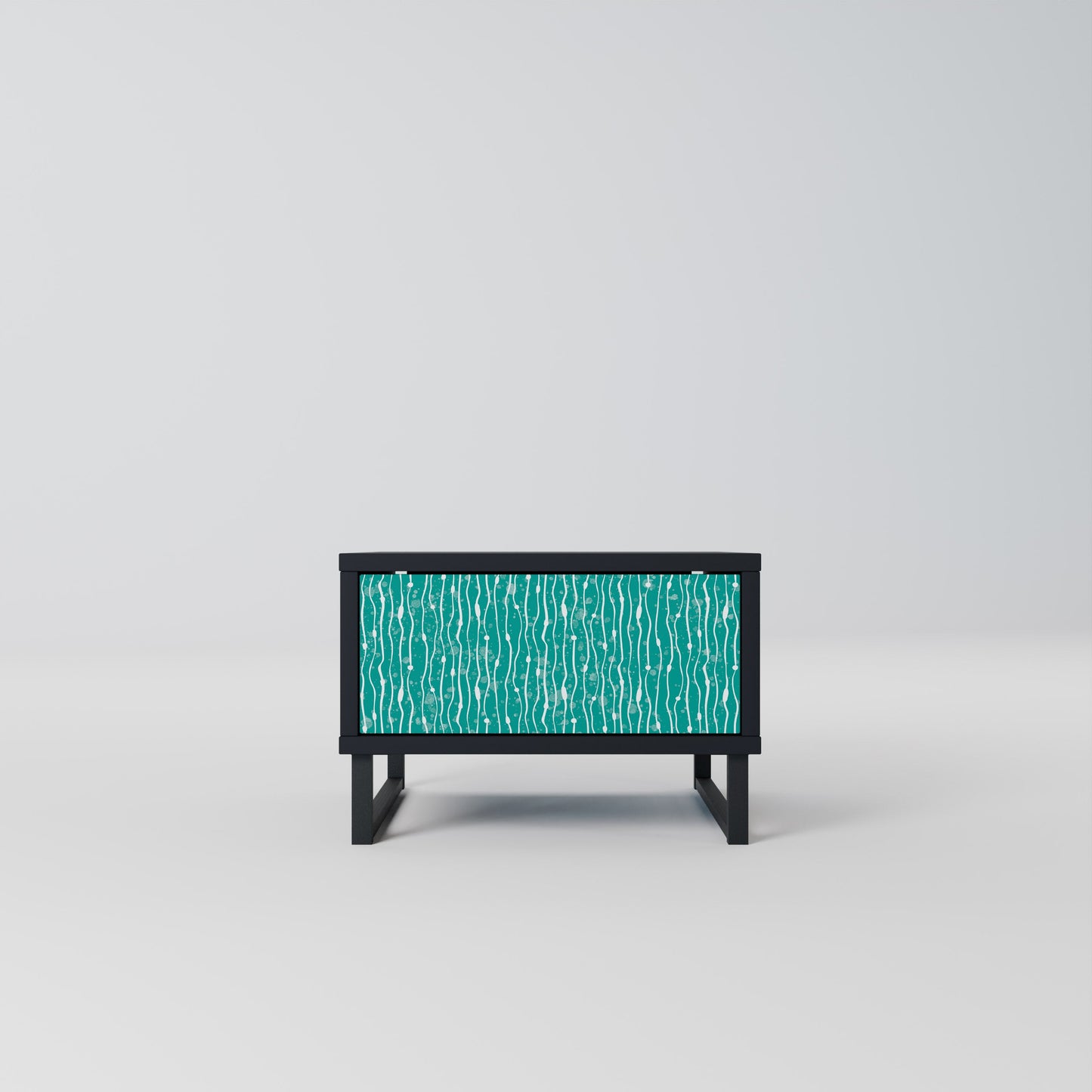 TURQUOISE RAIN Nightstand in Black Finish