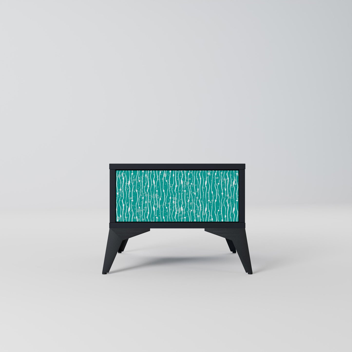 TURQUOISE RAIN Nightstand in Black Finish