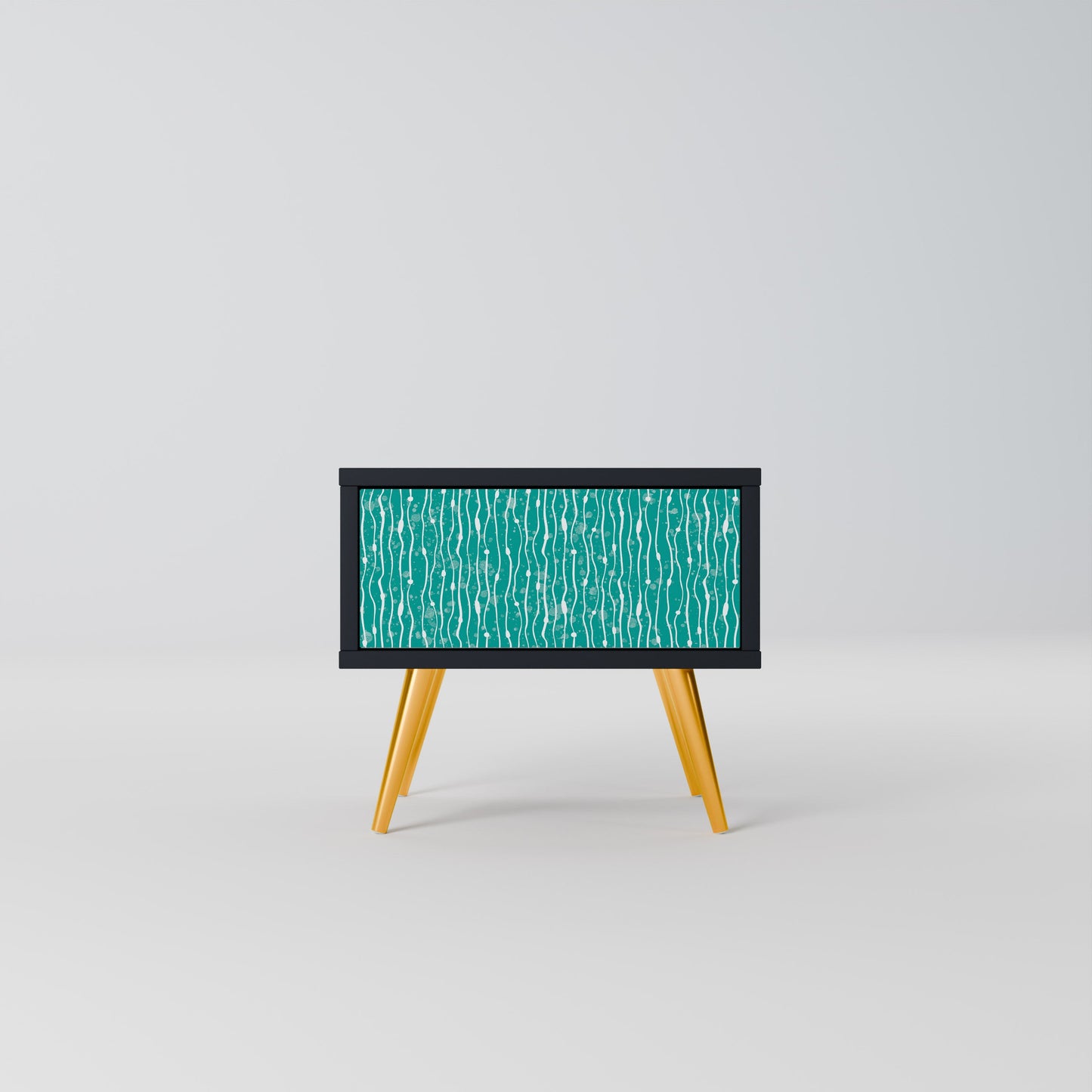 TURQUOISE RAIN Nightstand in Black Finish