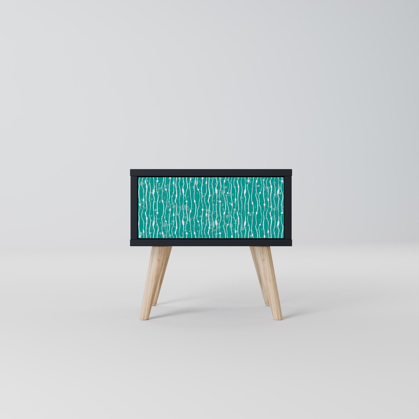 TURQUOISE RAIN Nightstand in Black Finish