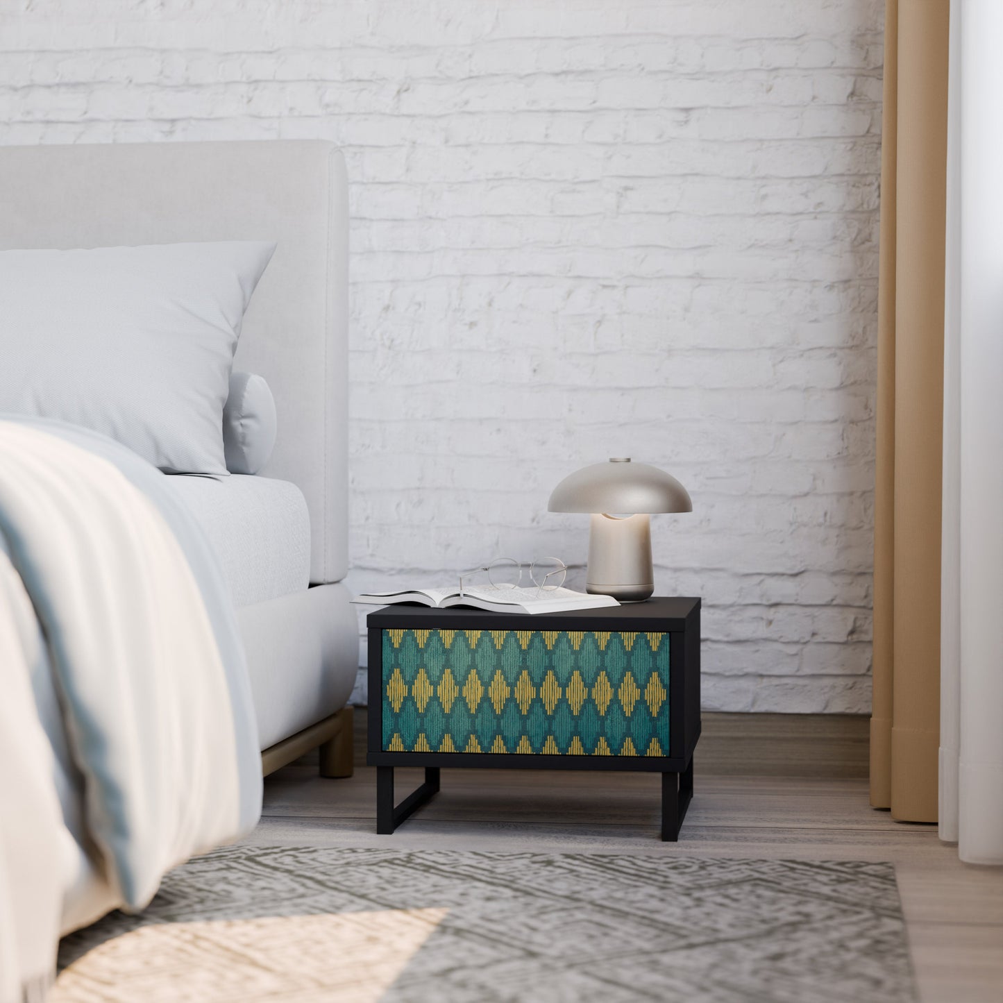POLYGONS Nightstand in Black Finish
