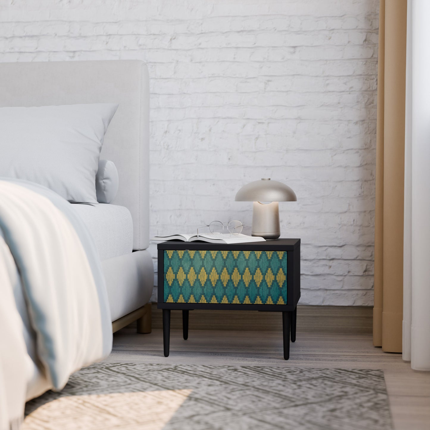 POLYGONS Nightstand in Black Finish