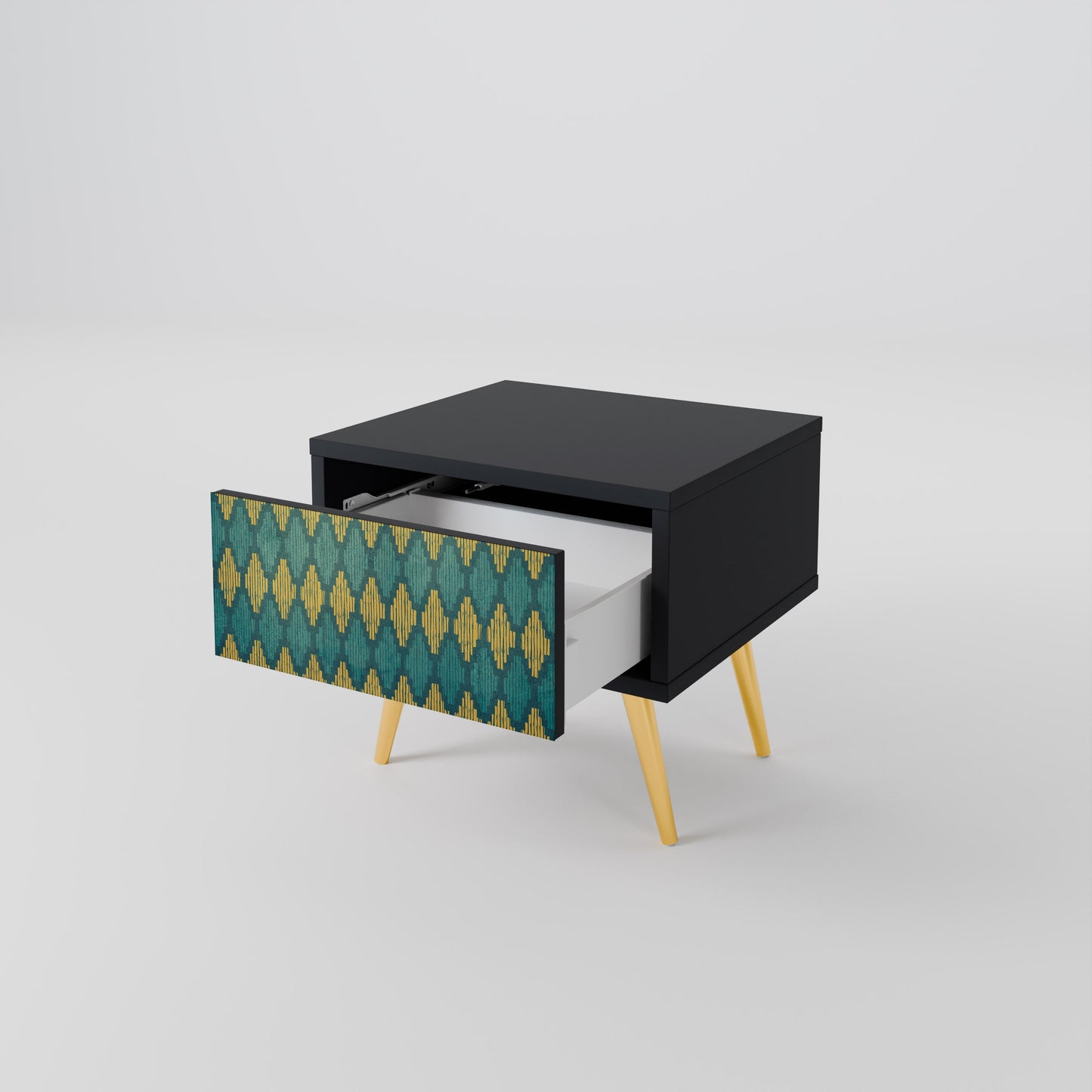 POLYGONS Nightstand in Black Finish