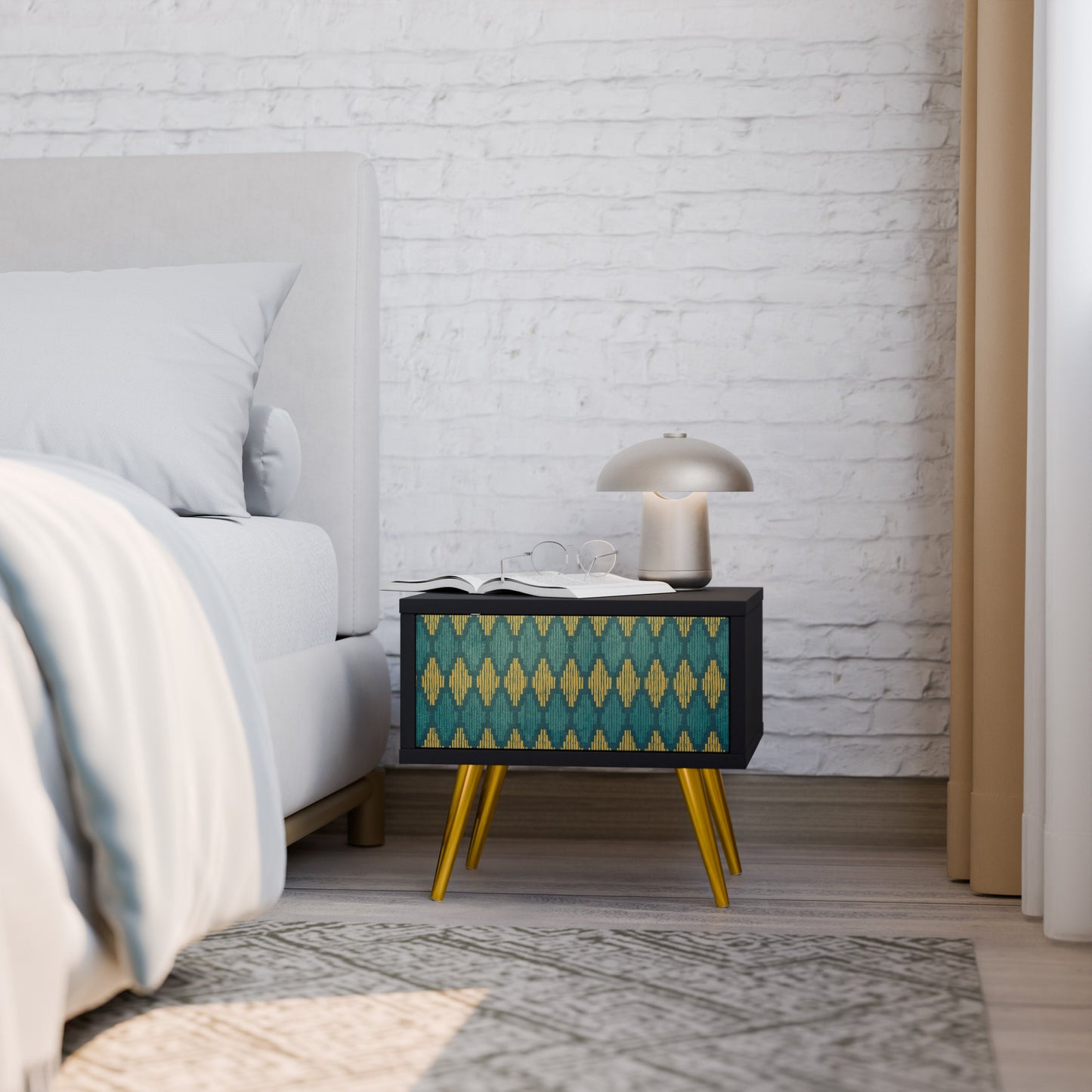 POLYGONS Nightstand in Black Finish
