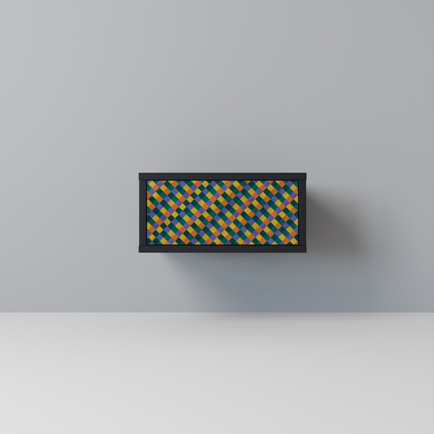 MÅLADE KVADRAT MIX nattduksbord i svart finish