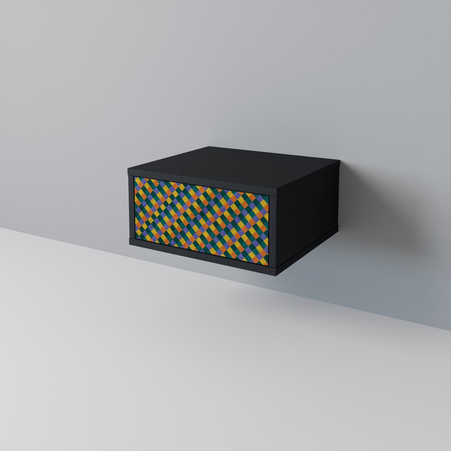 MÅLADE KVADRAT MIX nattduksbord i svart finish