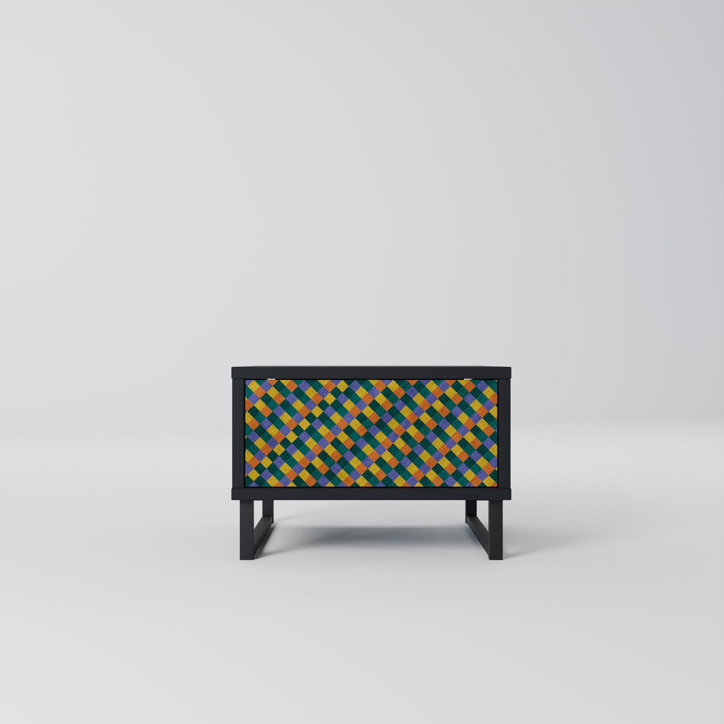 MÅLADE KVADRAT MIX nattduksbord i svart finish