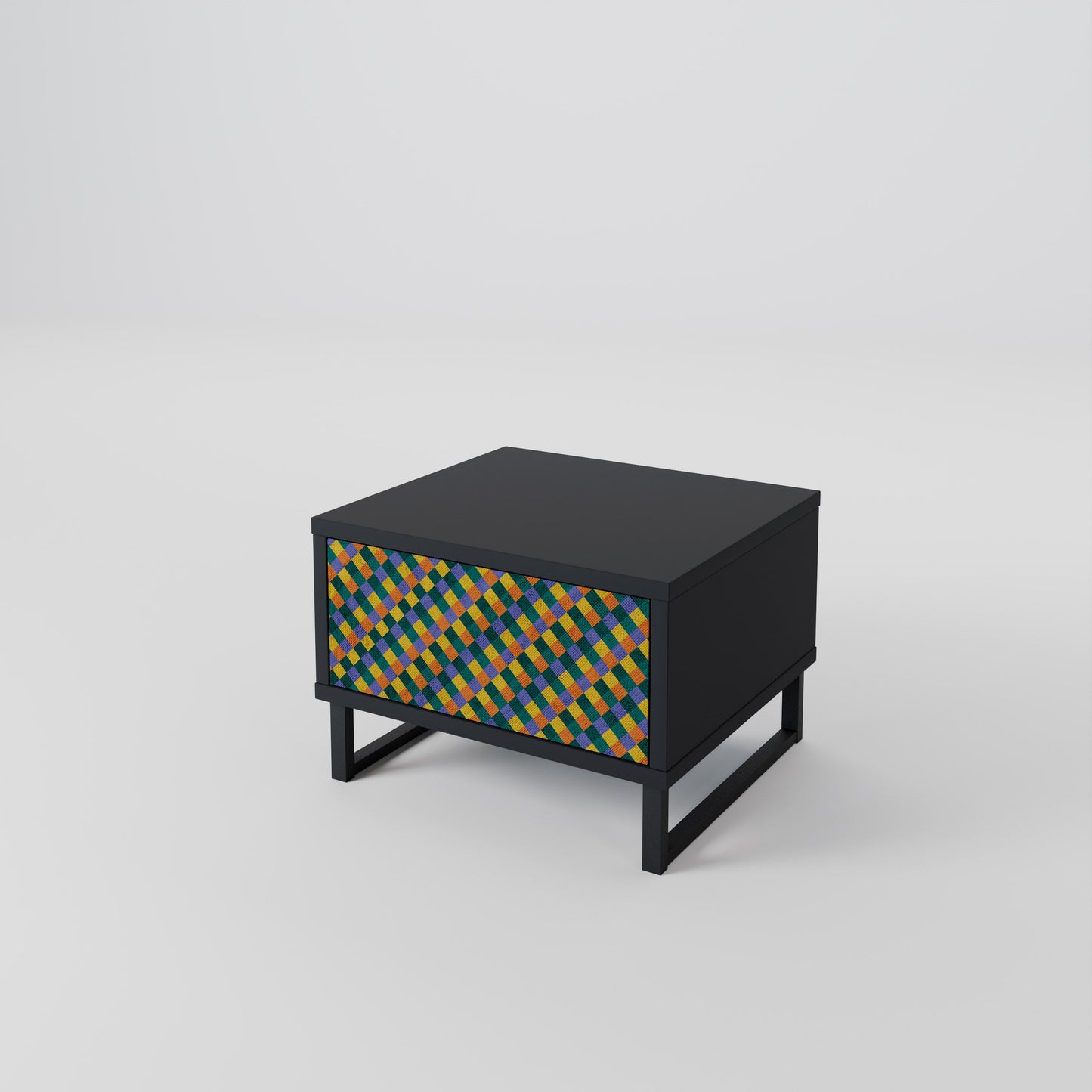 MÅLADE KVADRAT MIX nattduksbord i svart finish